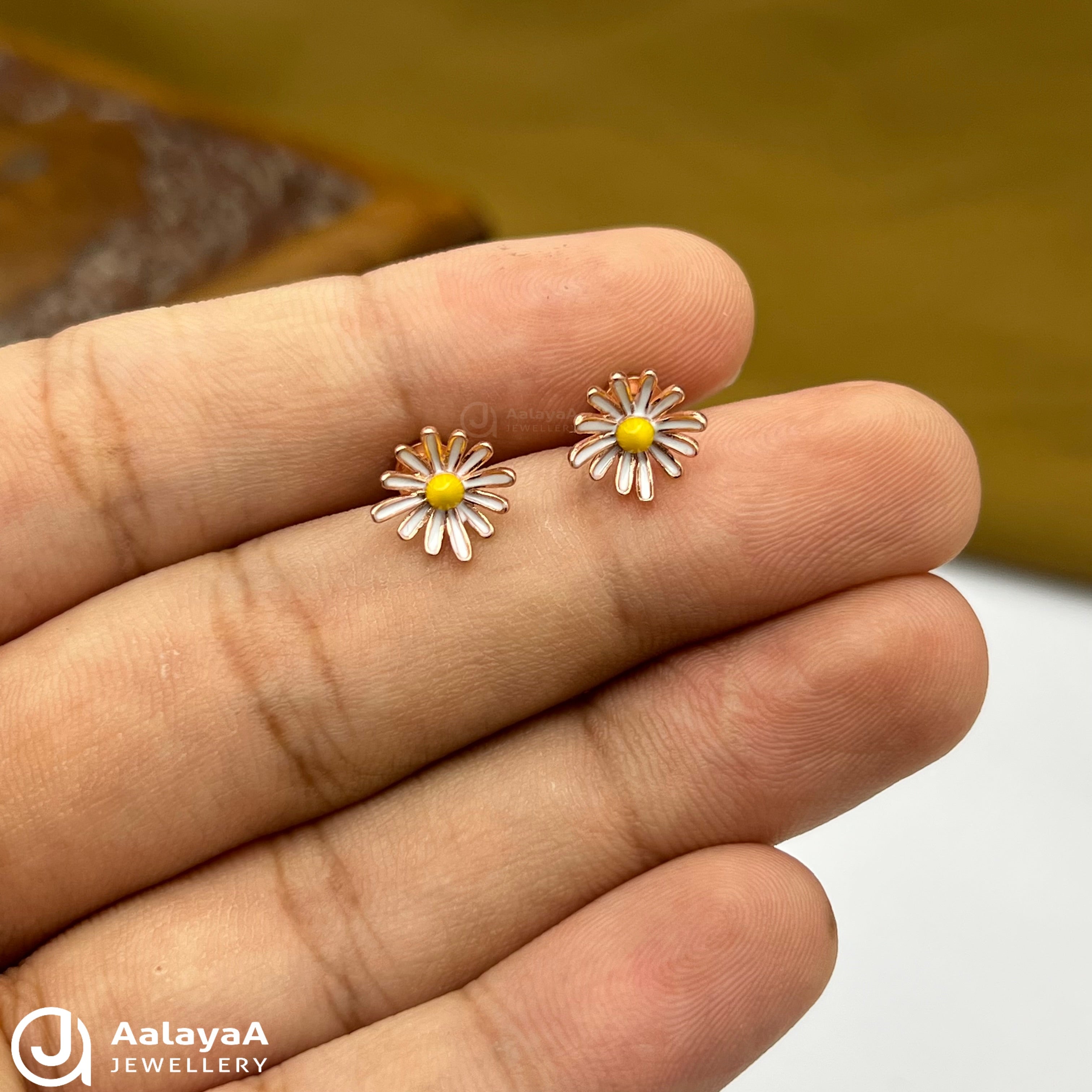Silver Rose Gold White Lilly Earings