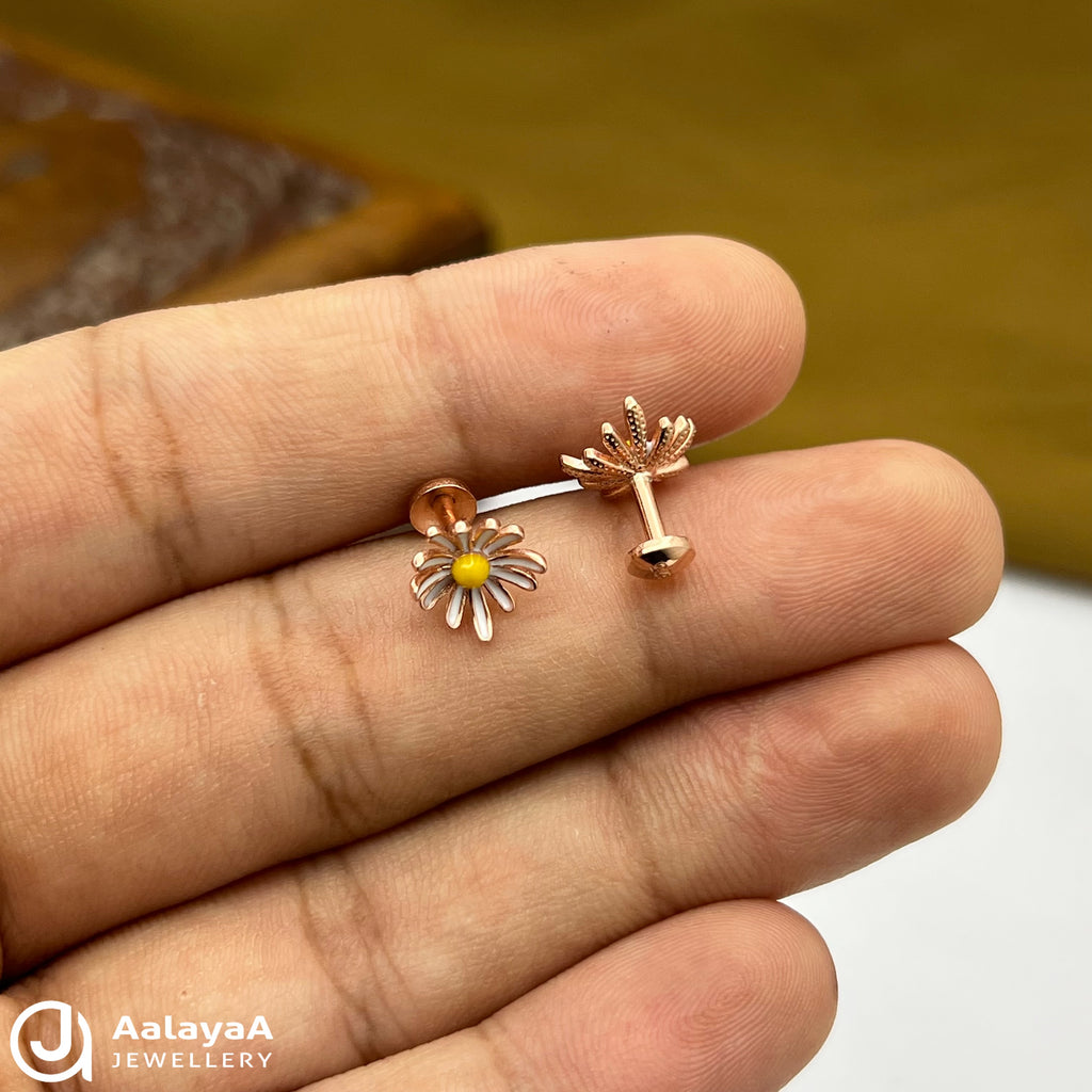 Silver Rose Gold White Lilly Earings