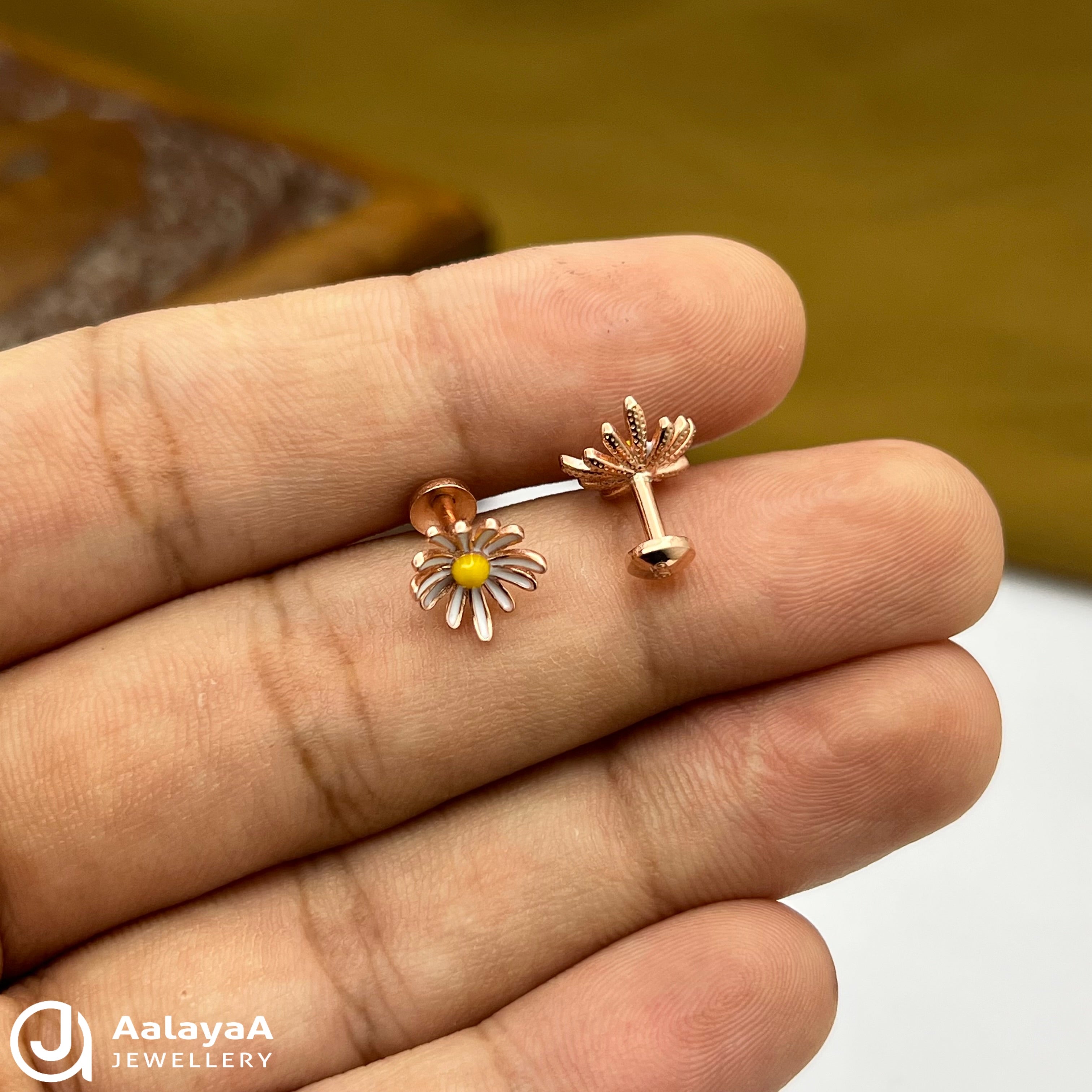 Silver Rose Gold White Lilly Earings
