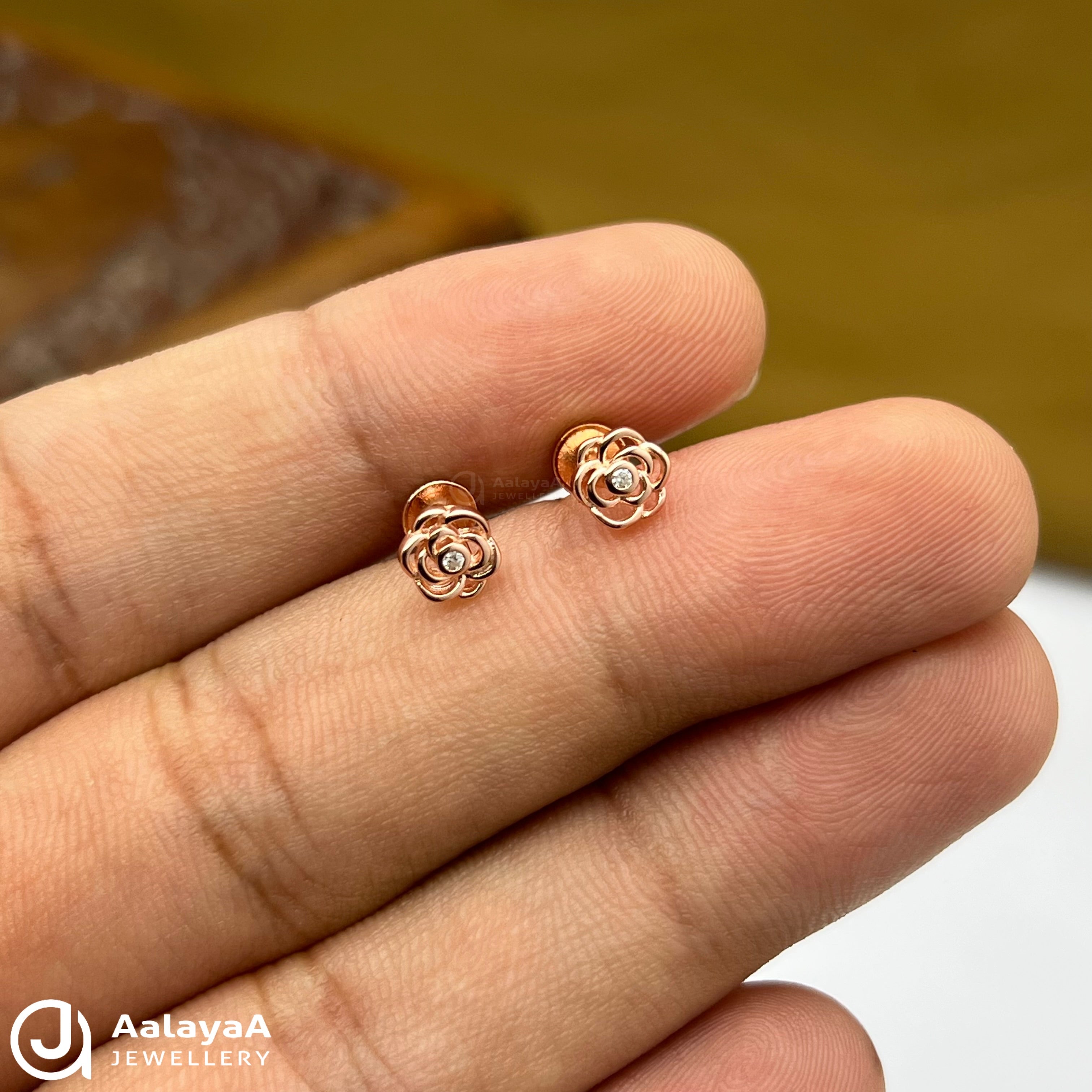 Silver Rose Gold Rose Petal Earings
