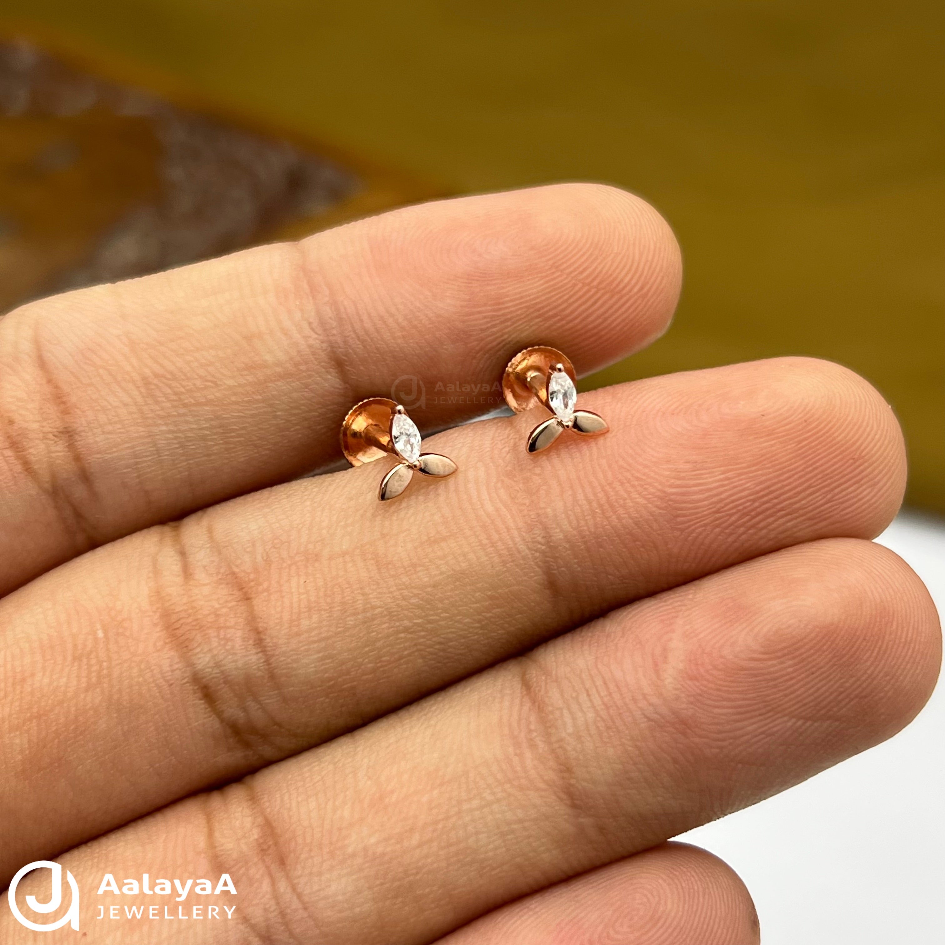 Silver Rose Gold Trio stone Earings
