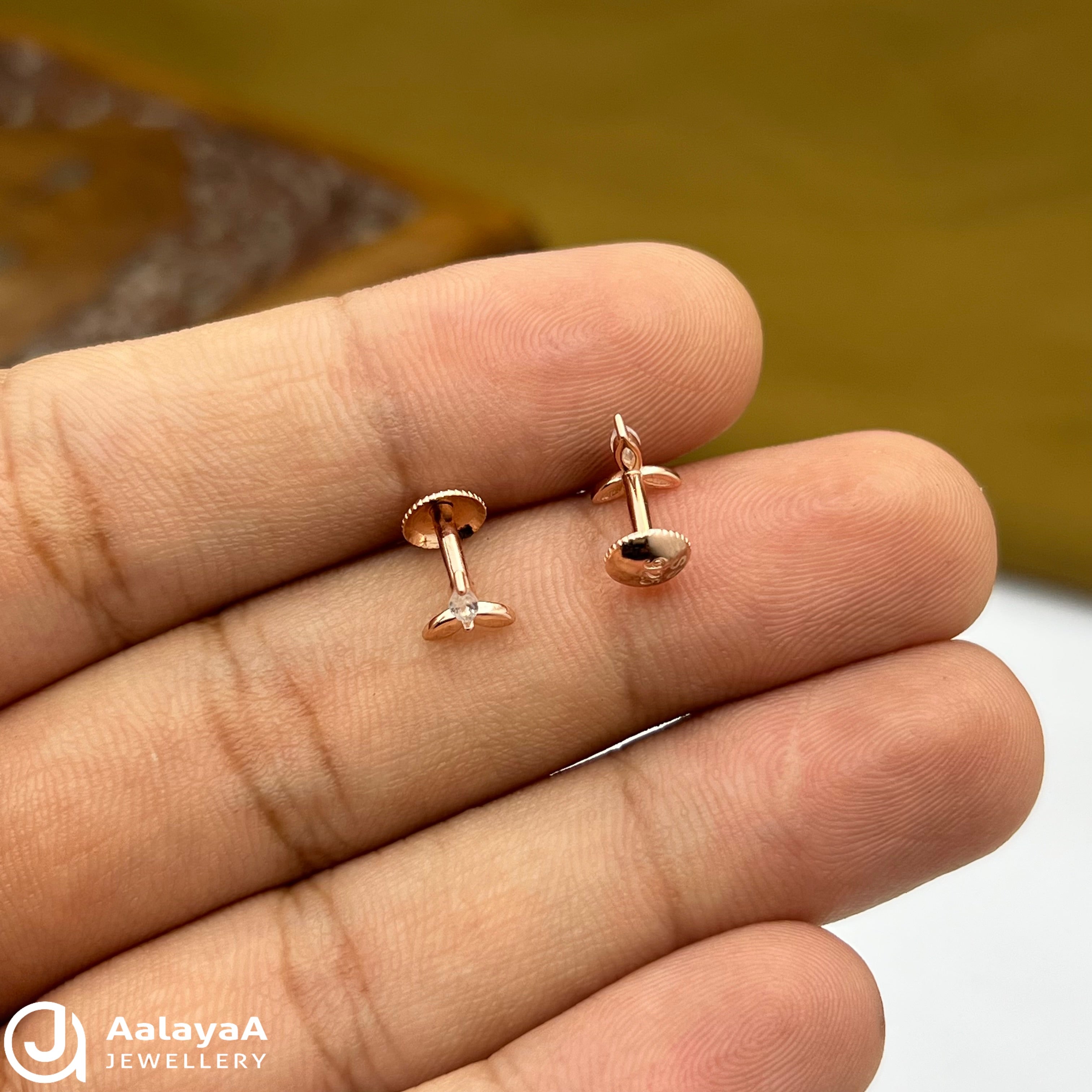 Silver Rose Gold Trio stone Earings