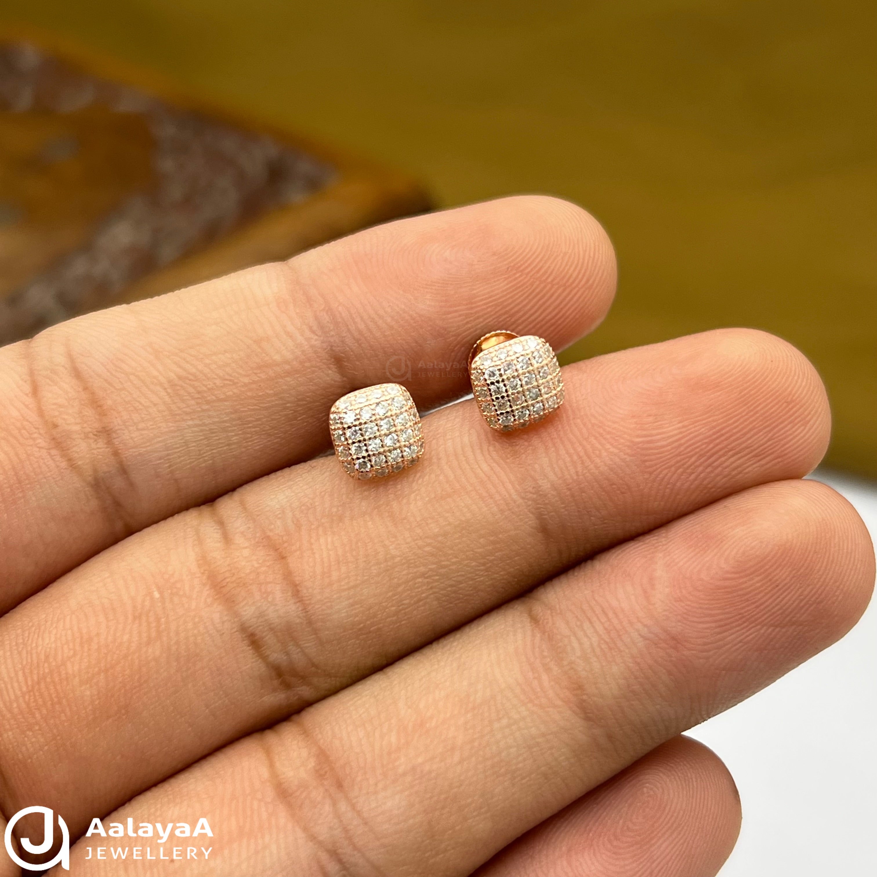 Silver Rose Gold Cushion Sparkle Earings