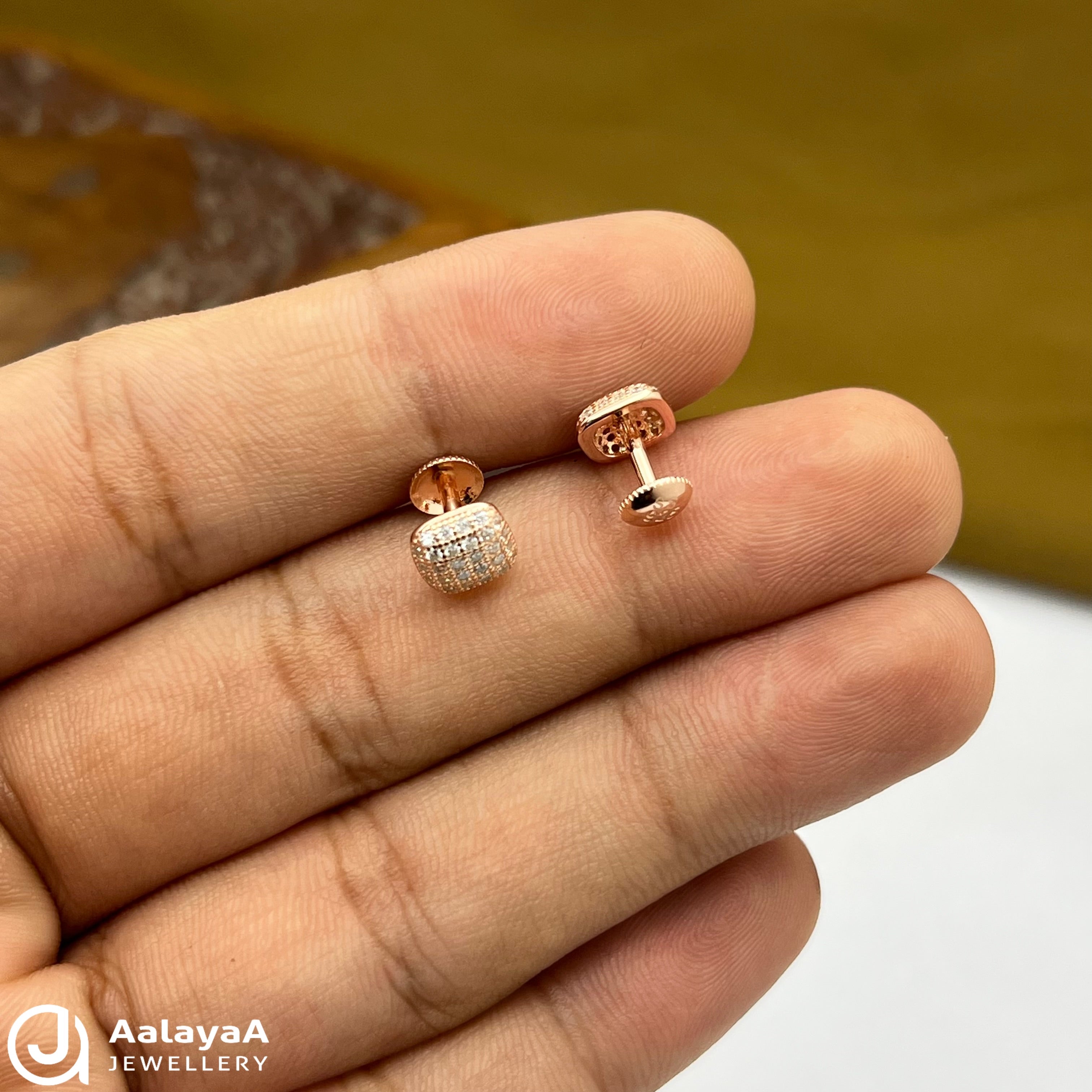 Silver Rose Gold Cushion Sparkle Earings