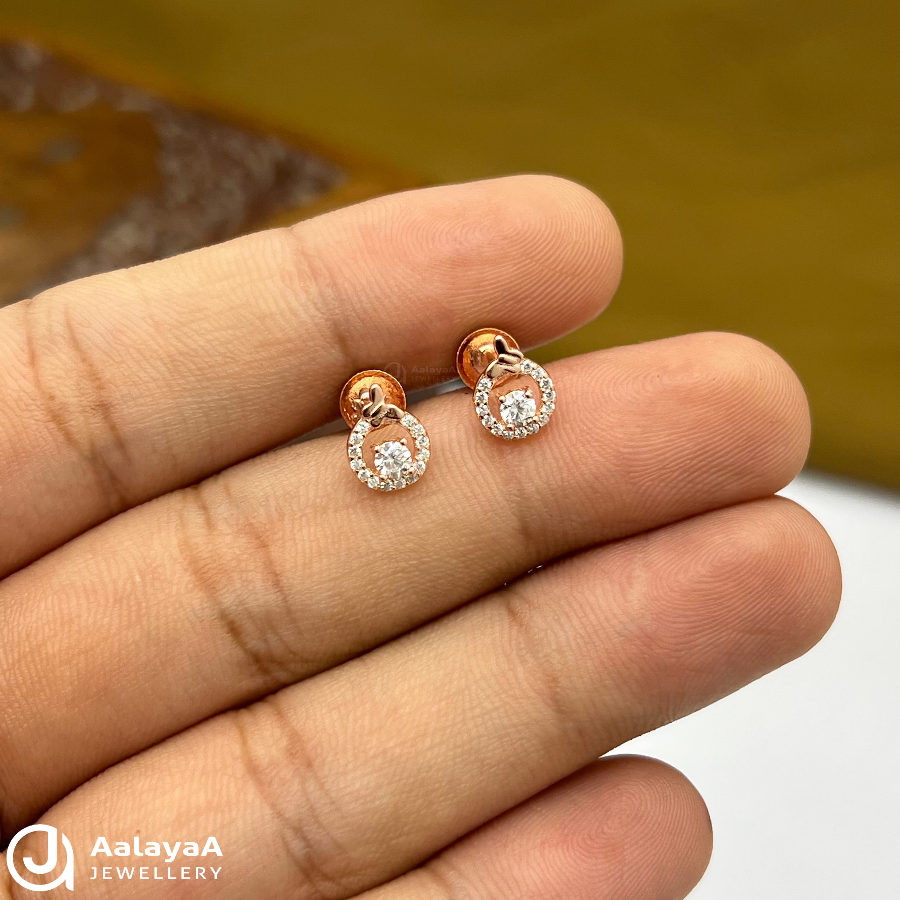Silver Rose Gold Royal Pave Earings