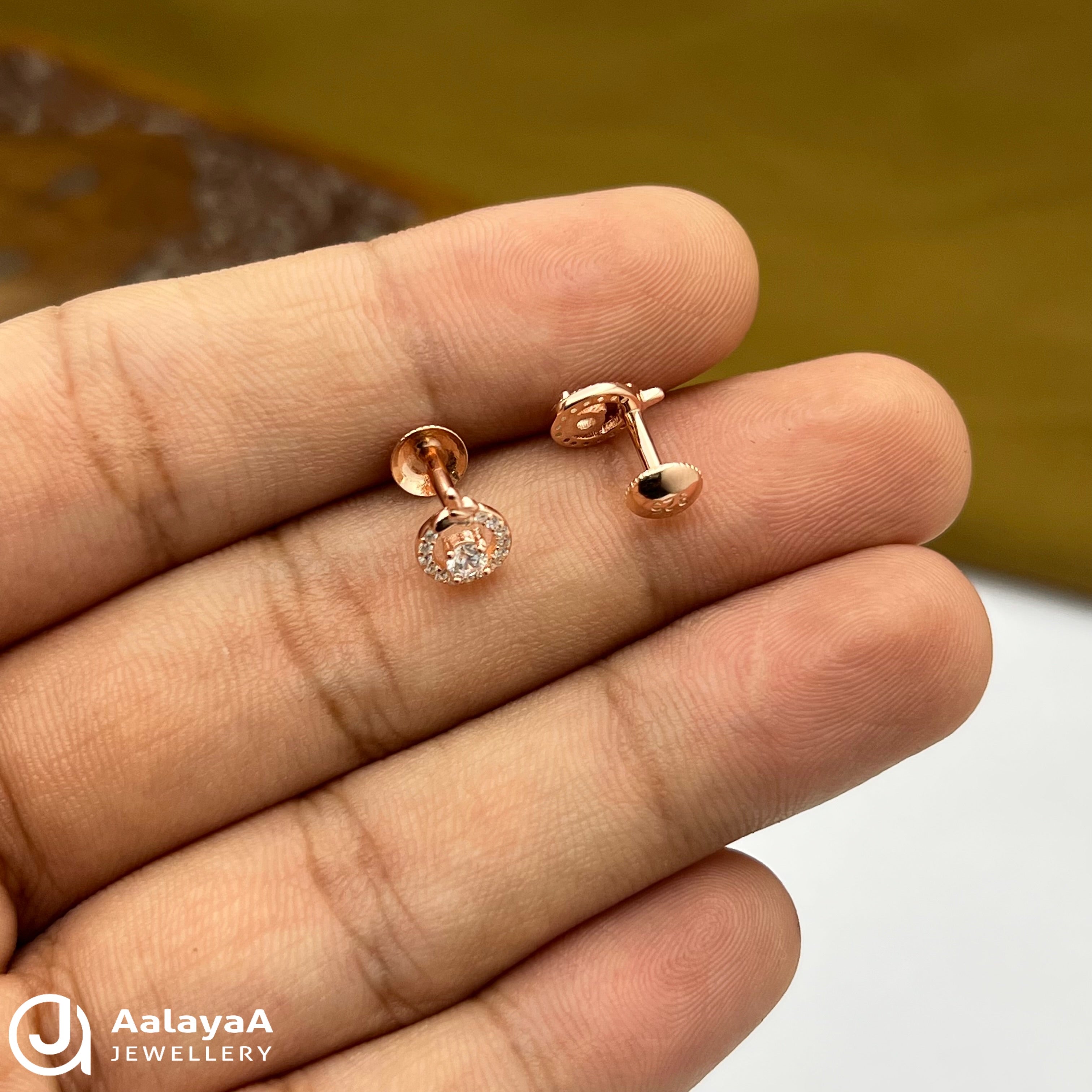 Silver Rose Gold Royal Pave Earings