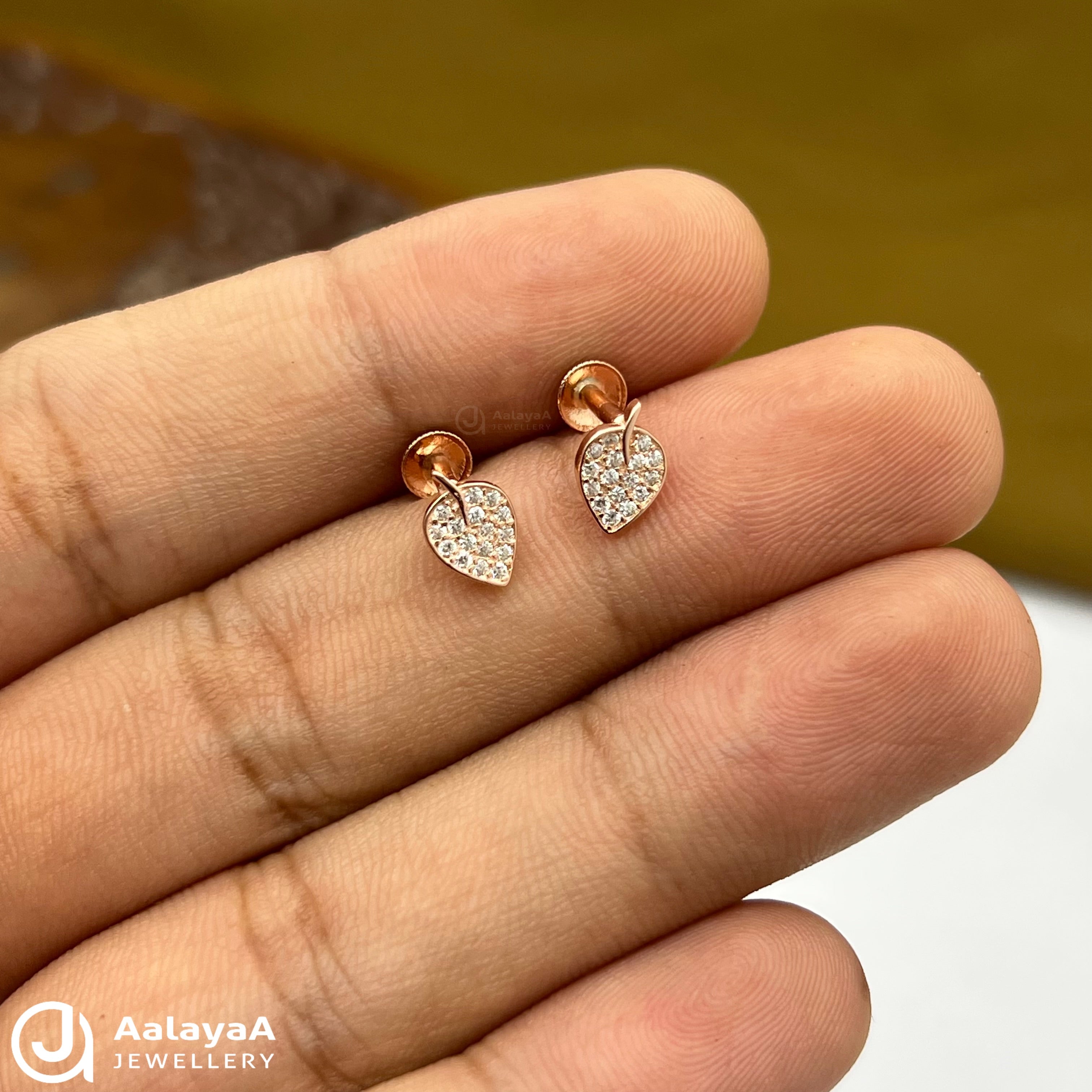 Silver Rose Gold Leaf Dew Earings