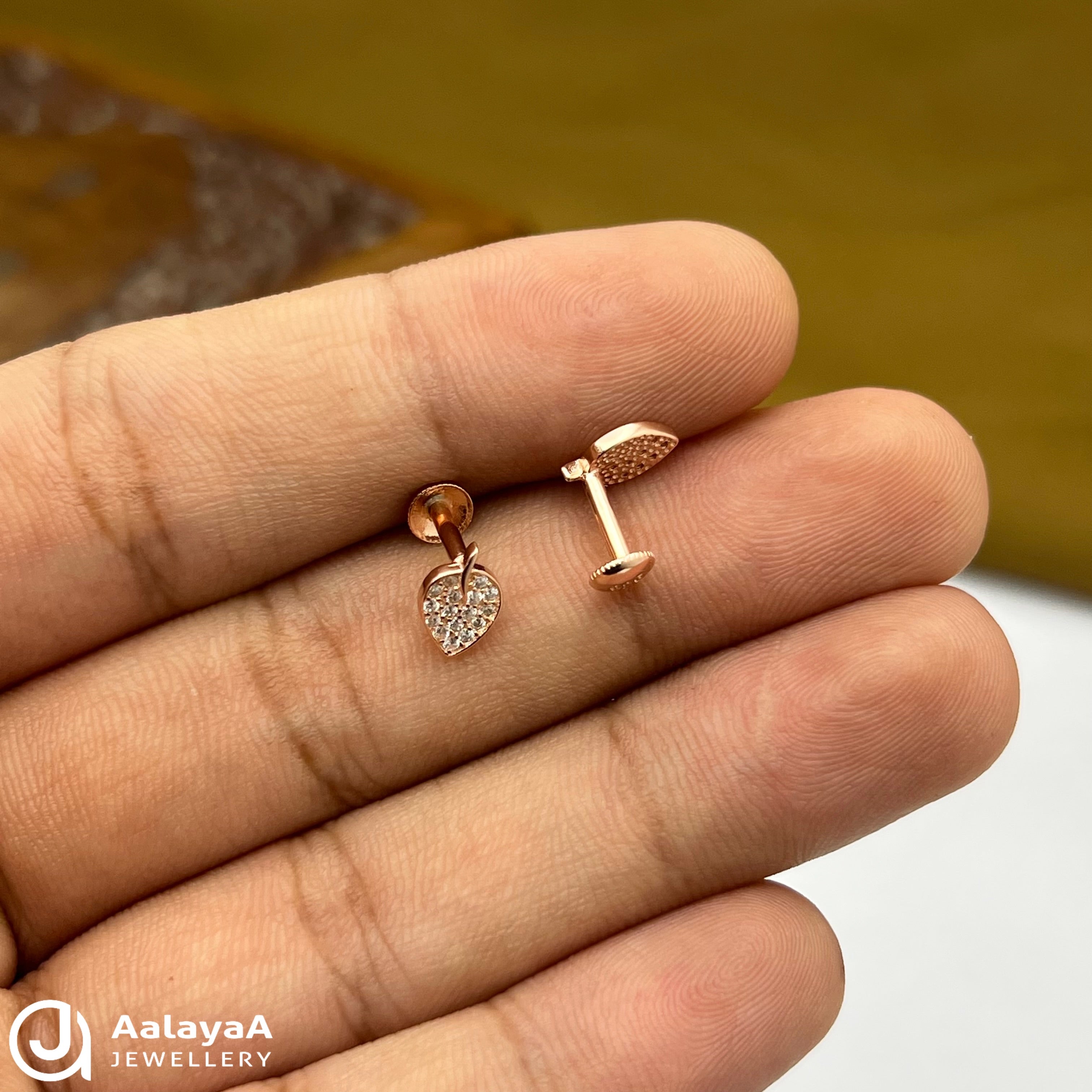 Silver Rose Gold Leaf Dew Earings