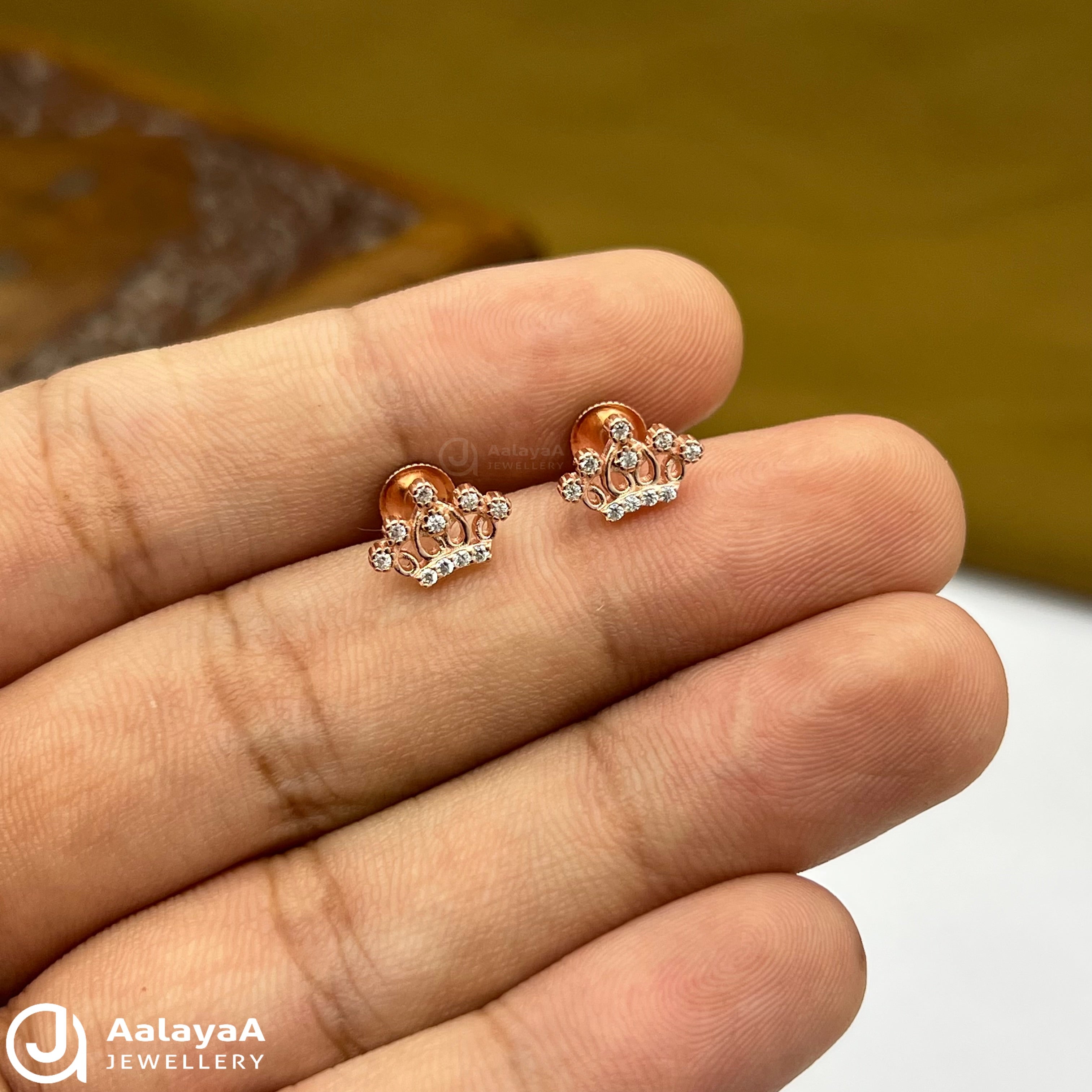 Silver Rose Gold Crown Earings