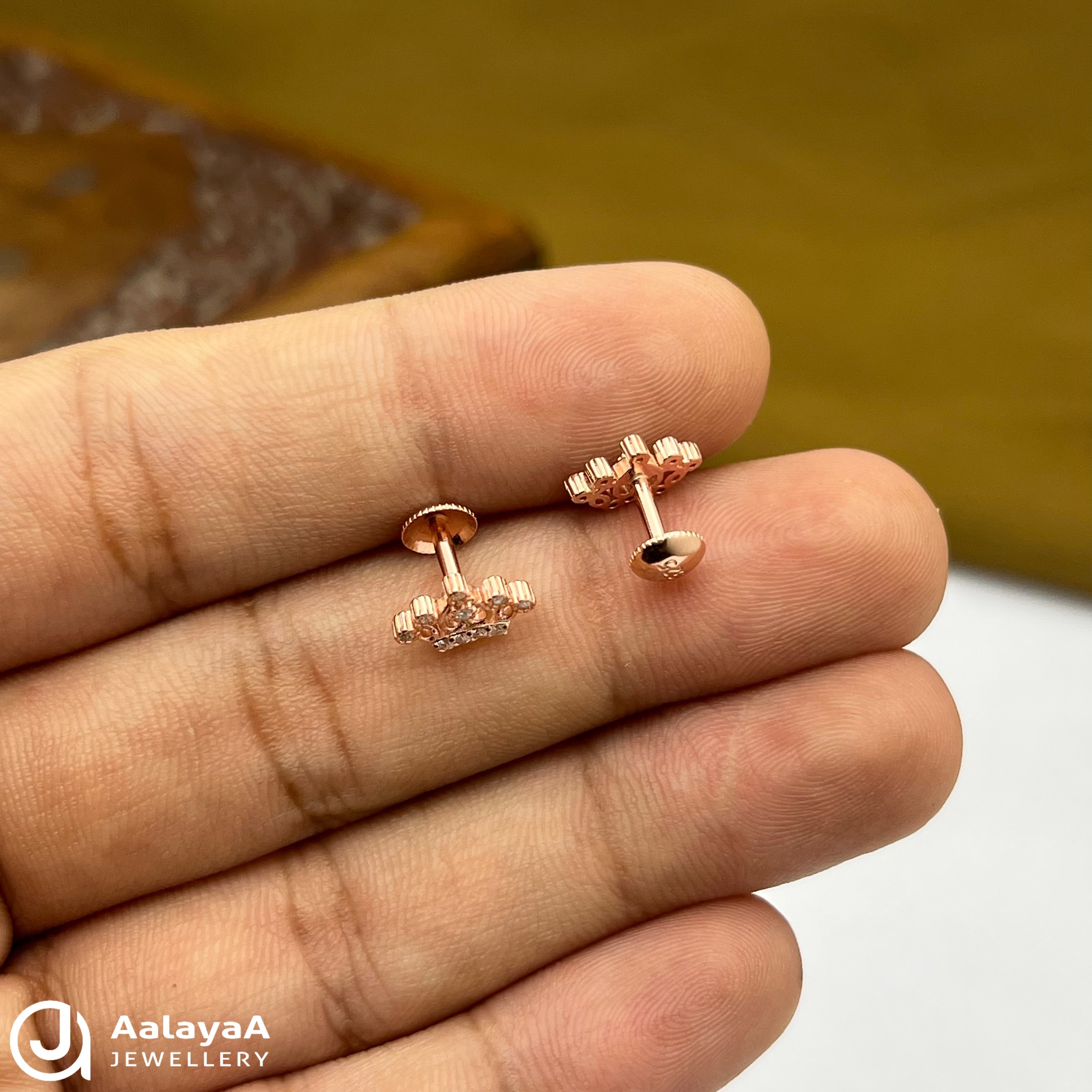 Silver Rose Gold Crown Earings