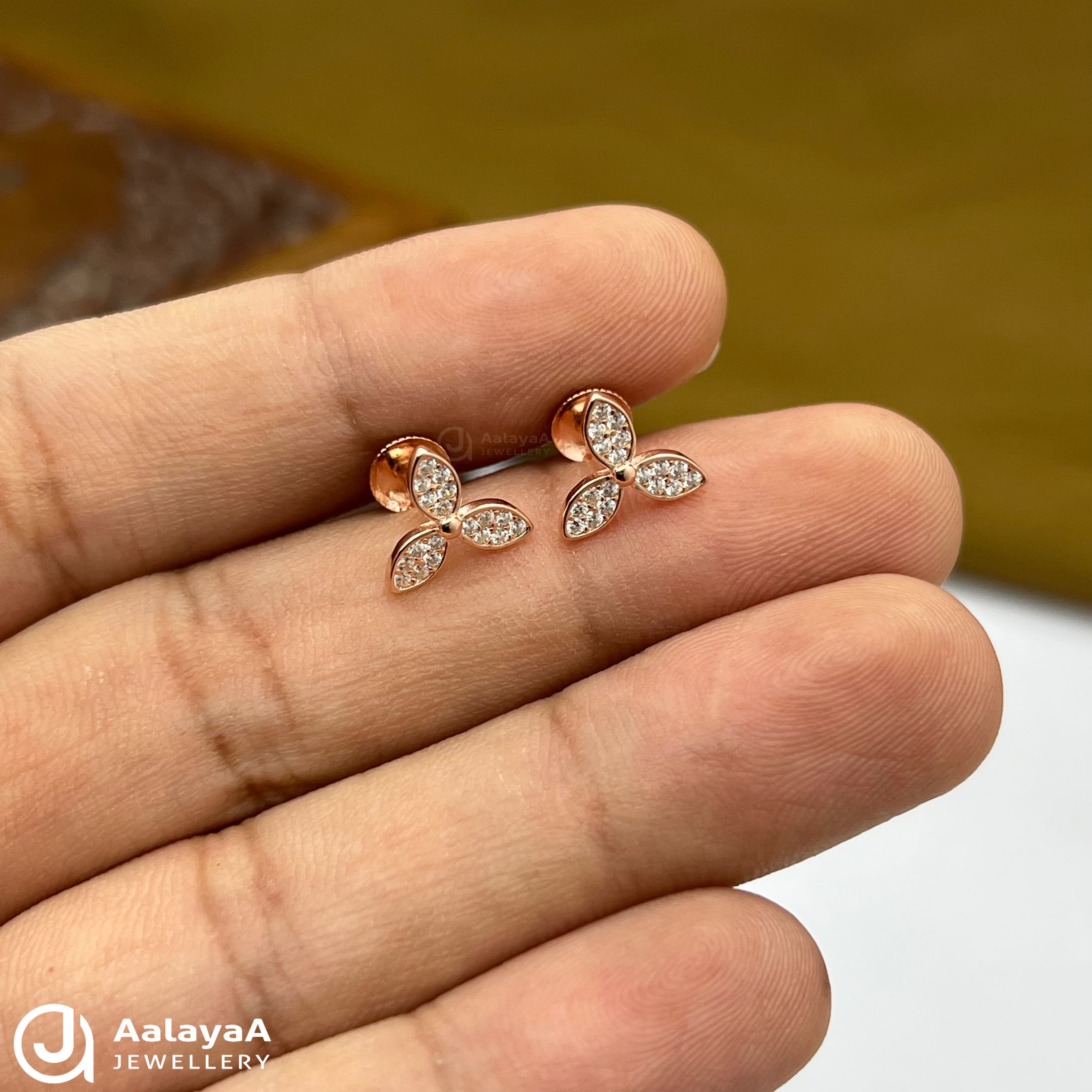 Silver Rose Gold Leaf Petal Earings