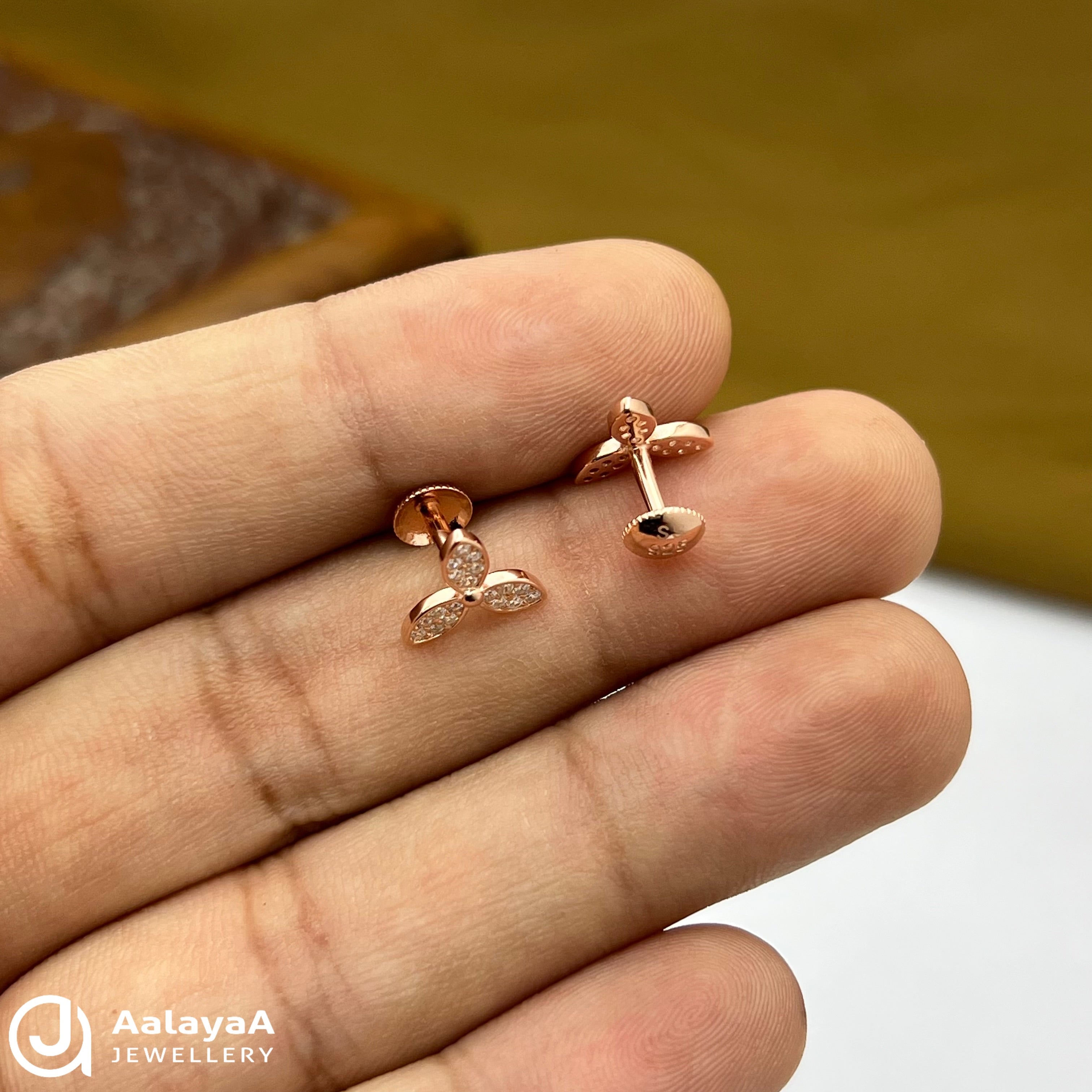 Silver Rose Gold Leaf Petal Earings