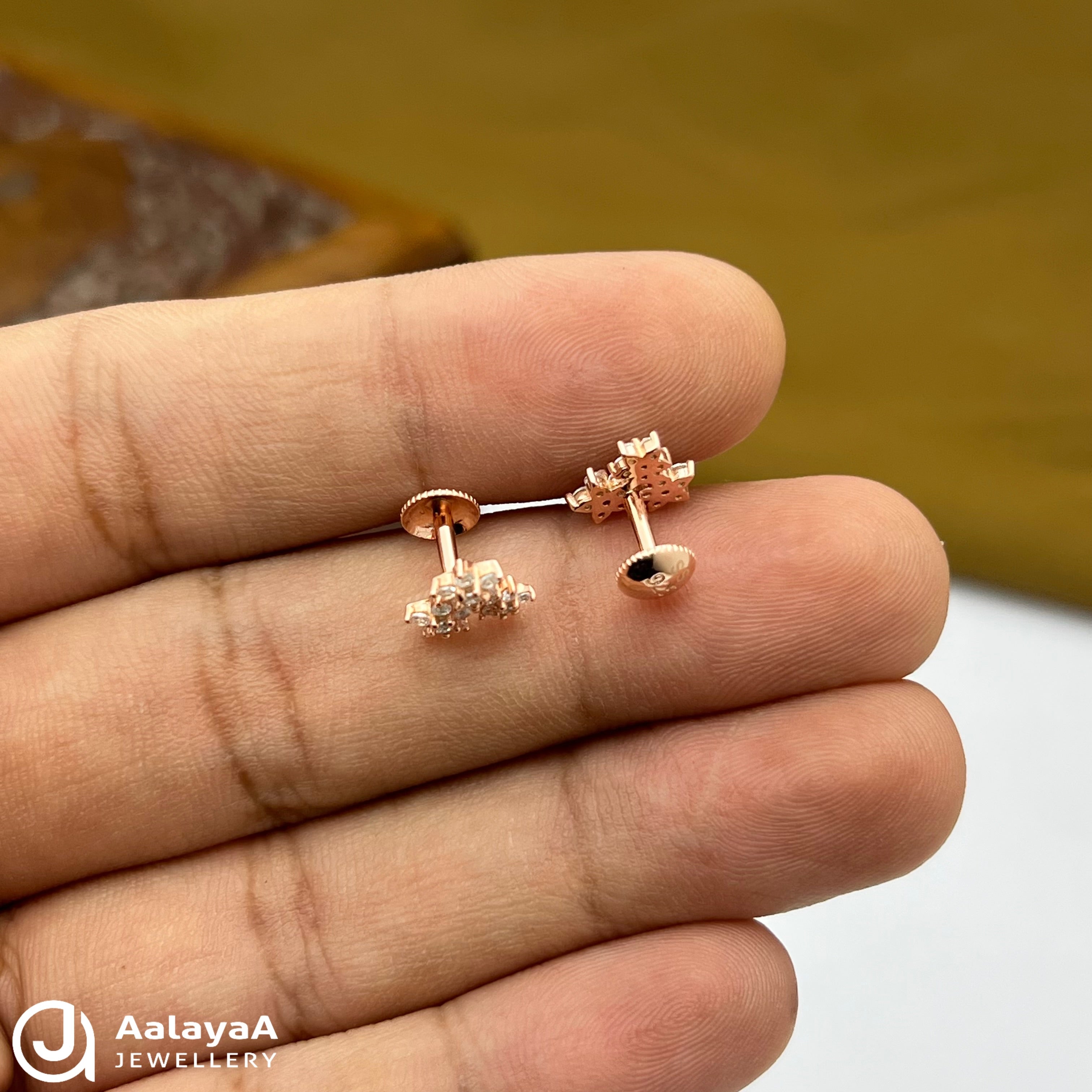 Silver Rose Gold Triple Bloom Earings