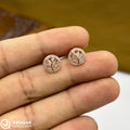 Silver Rose Gold Circle Leaf Earings