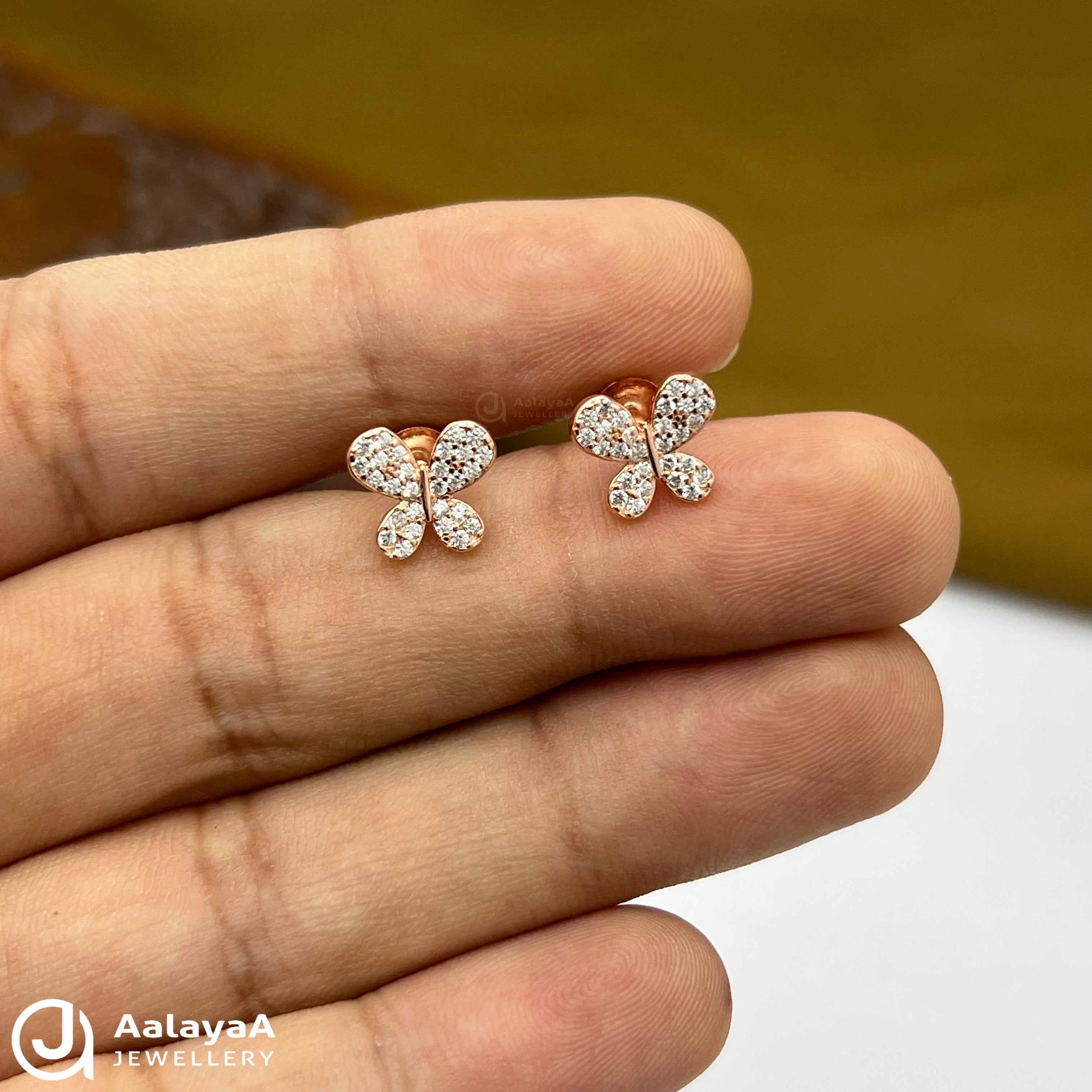 Silver Rose Gold Butterfly Bliss Earings