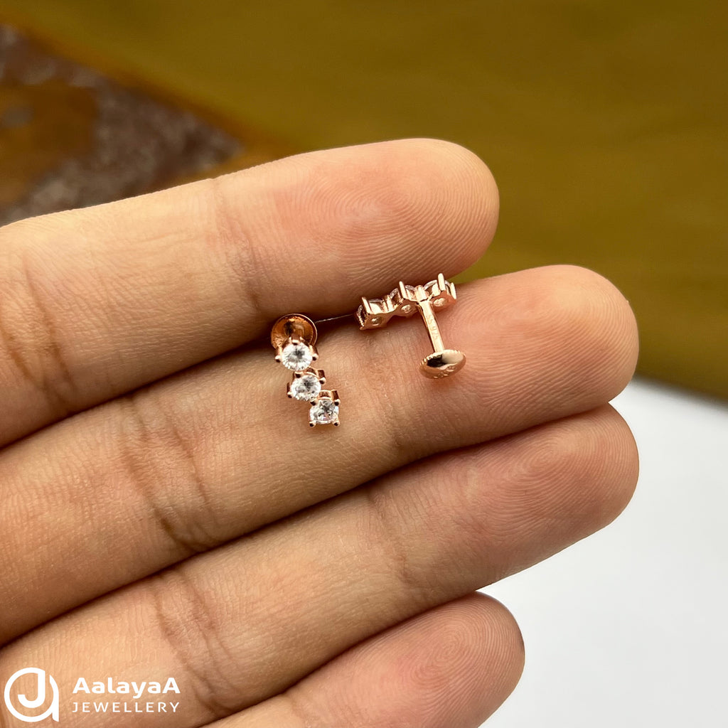 Silver Rose Gold Snowfall Earings