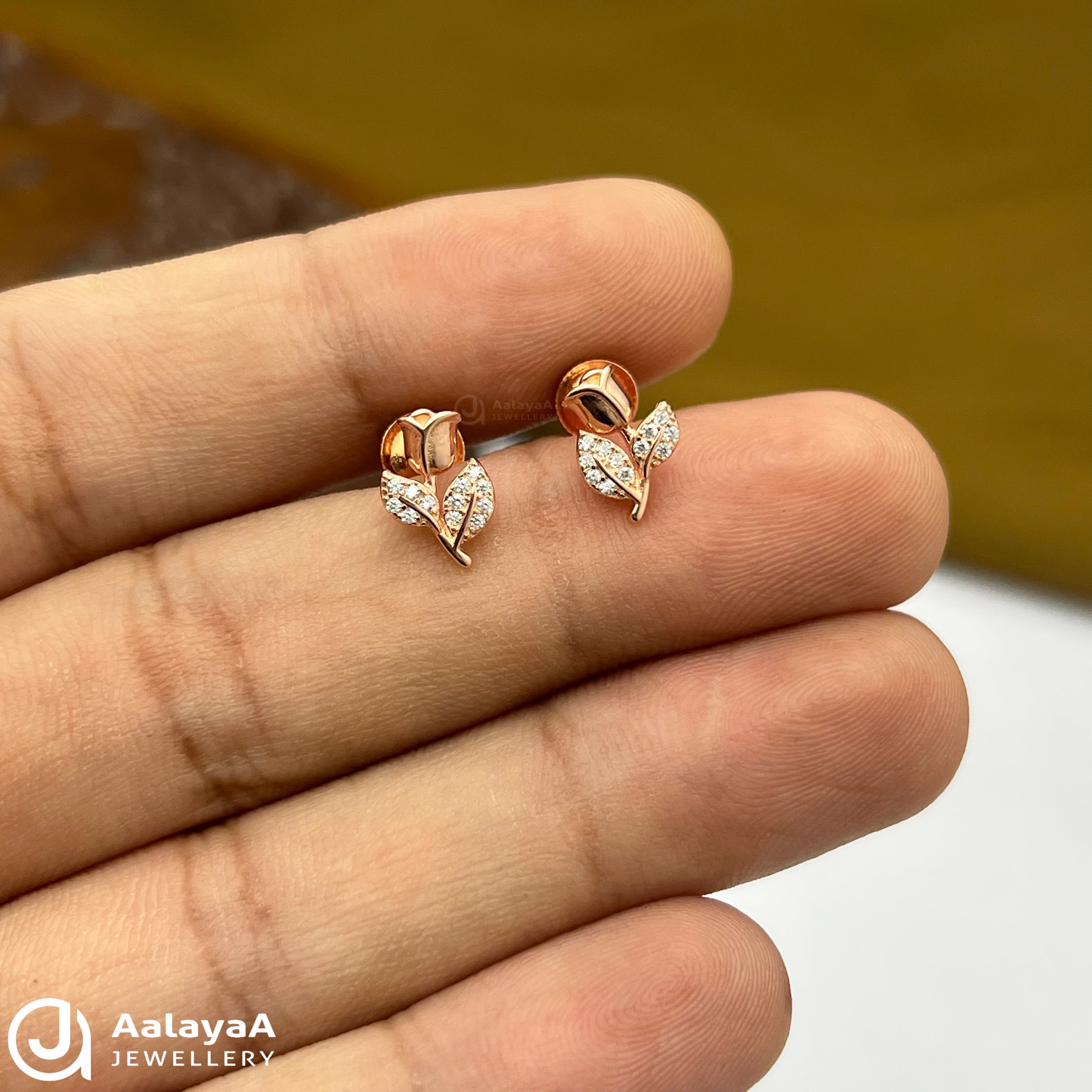 Silver Rose Gold Roseplant Earings