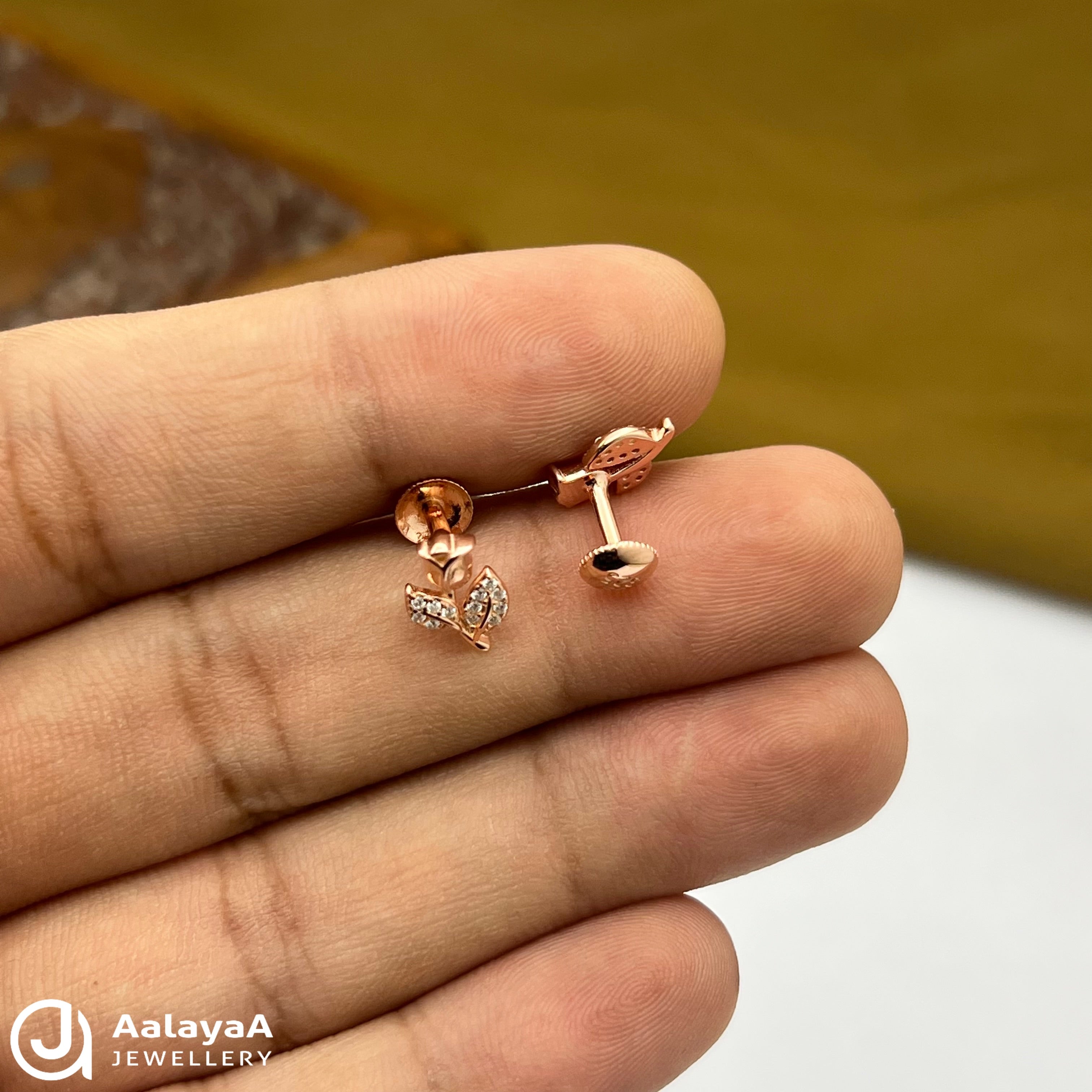 Silver Rose Gold Roseplant Earings
