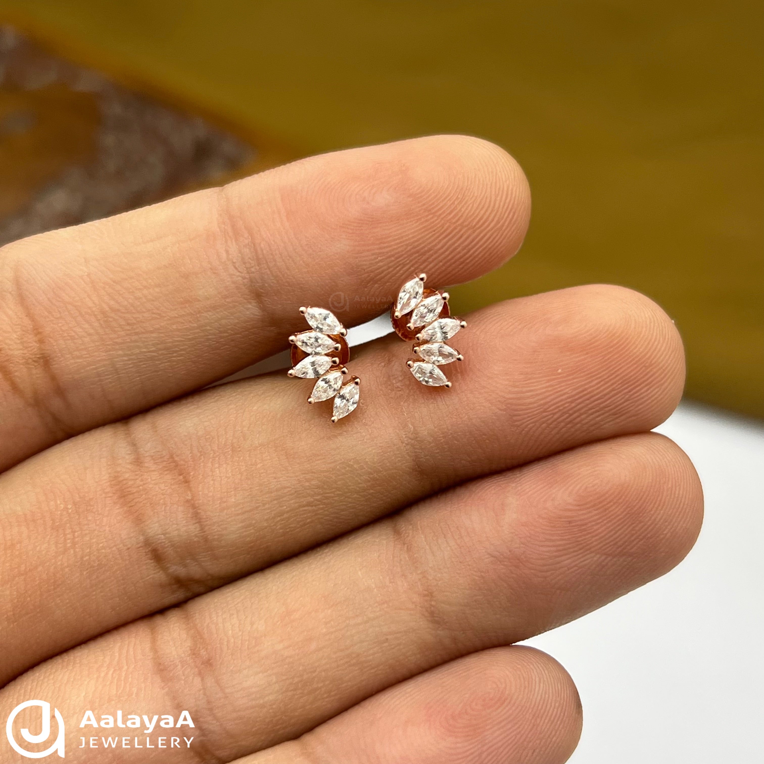 Silver Rose Gold Shine Block Earrings