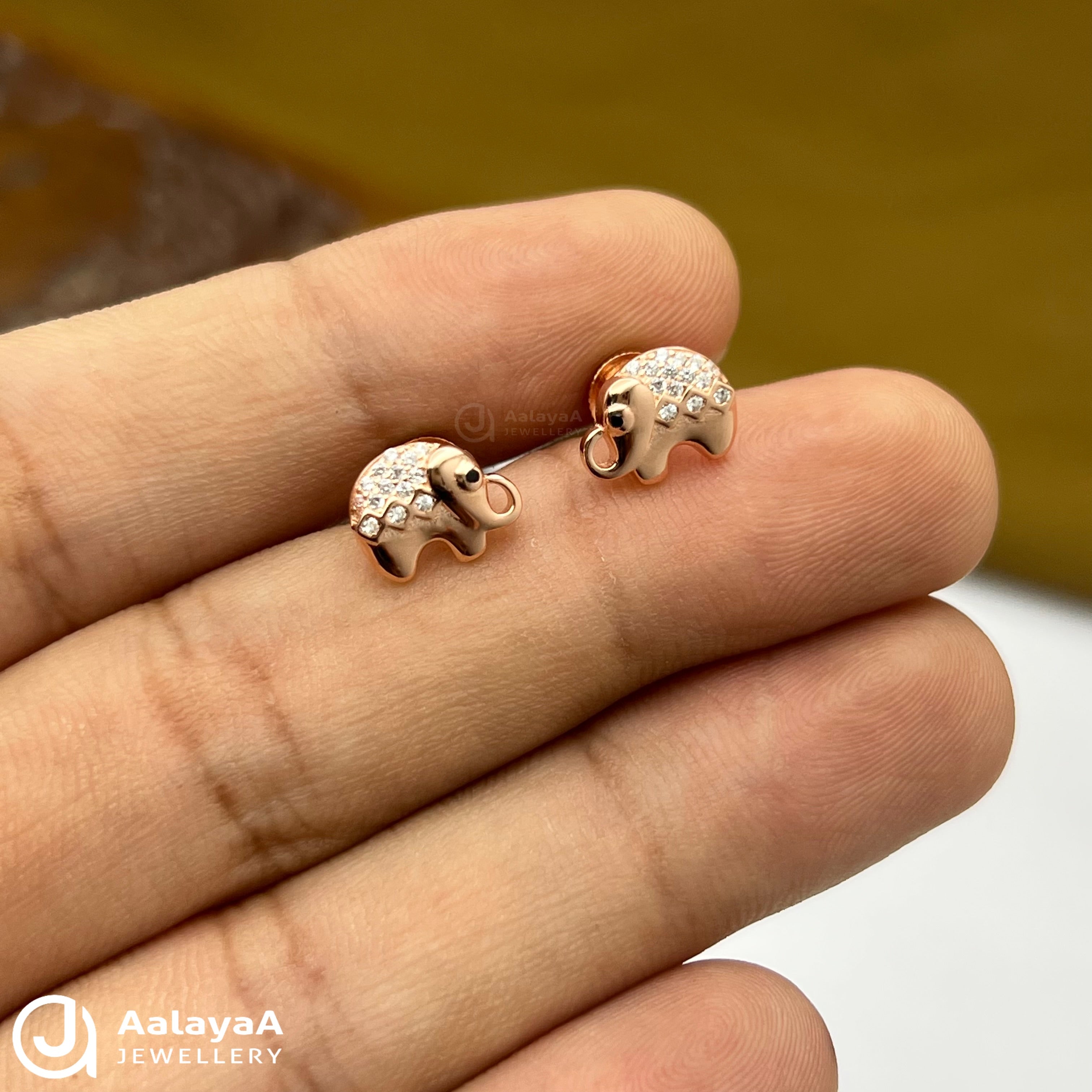Silver Rose Gold Mini Cute Elephant Earings