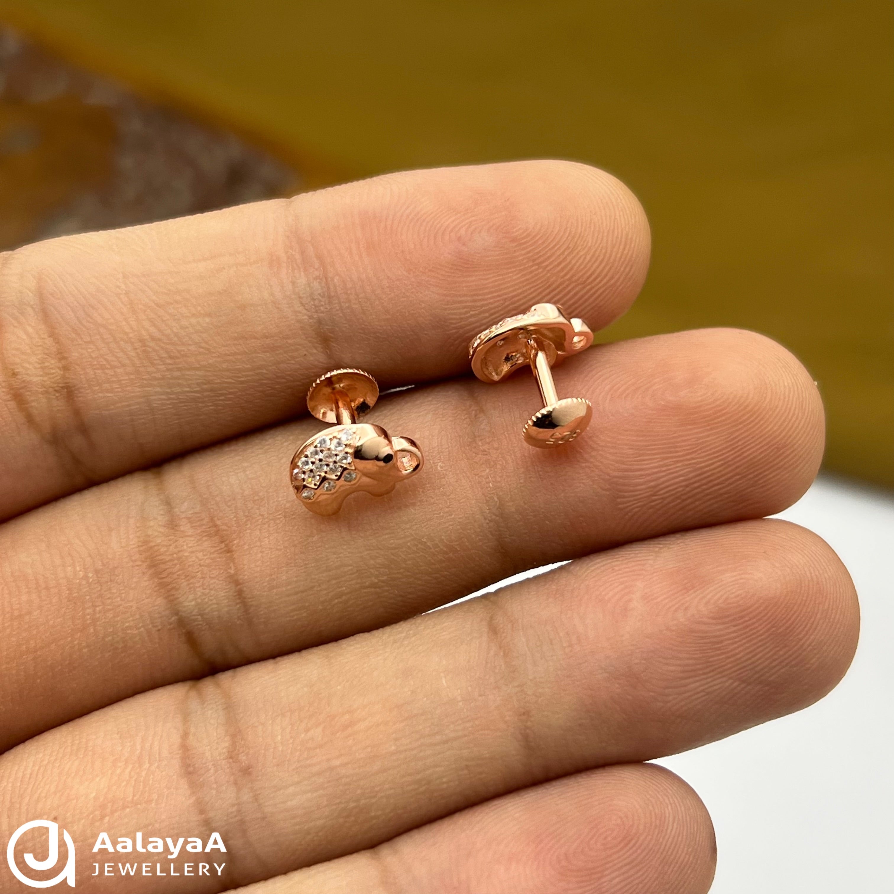 Silver Rose Gold Mini Cute Elephant Earings