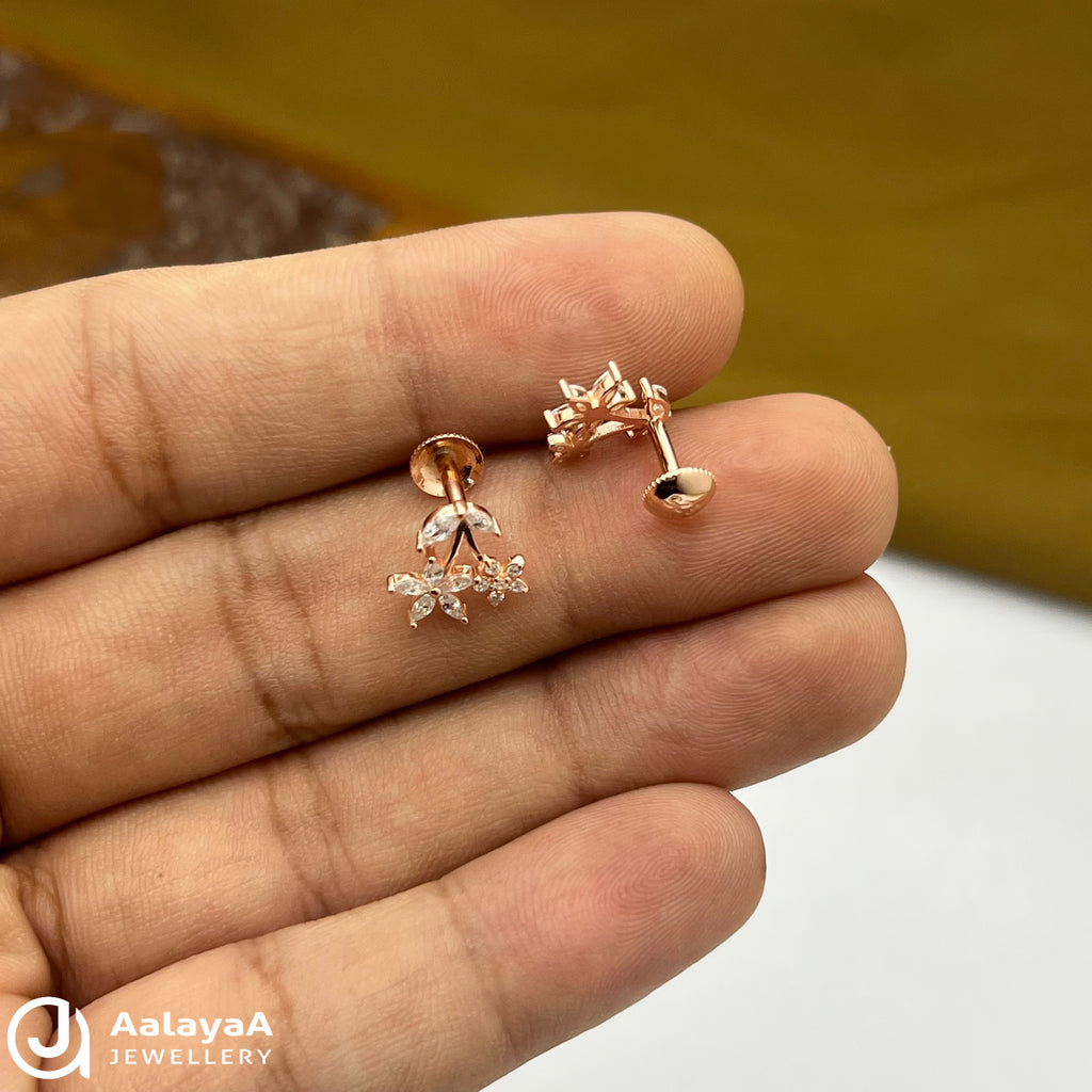 Silver Rose Gold Petal Vine Earrings