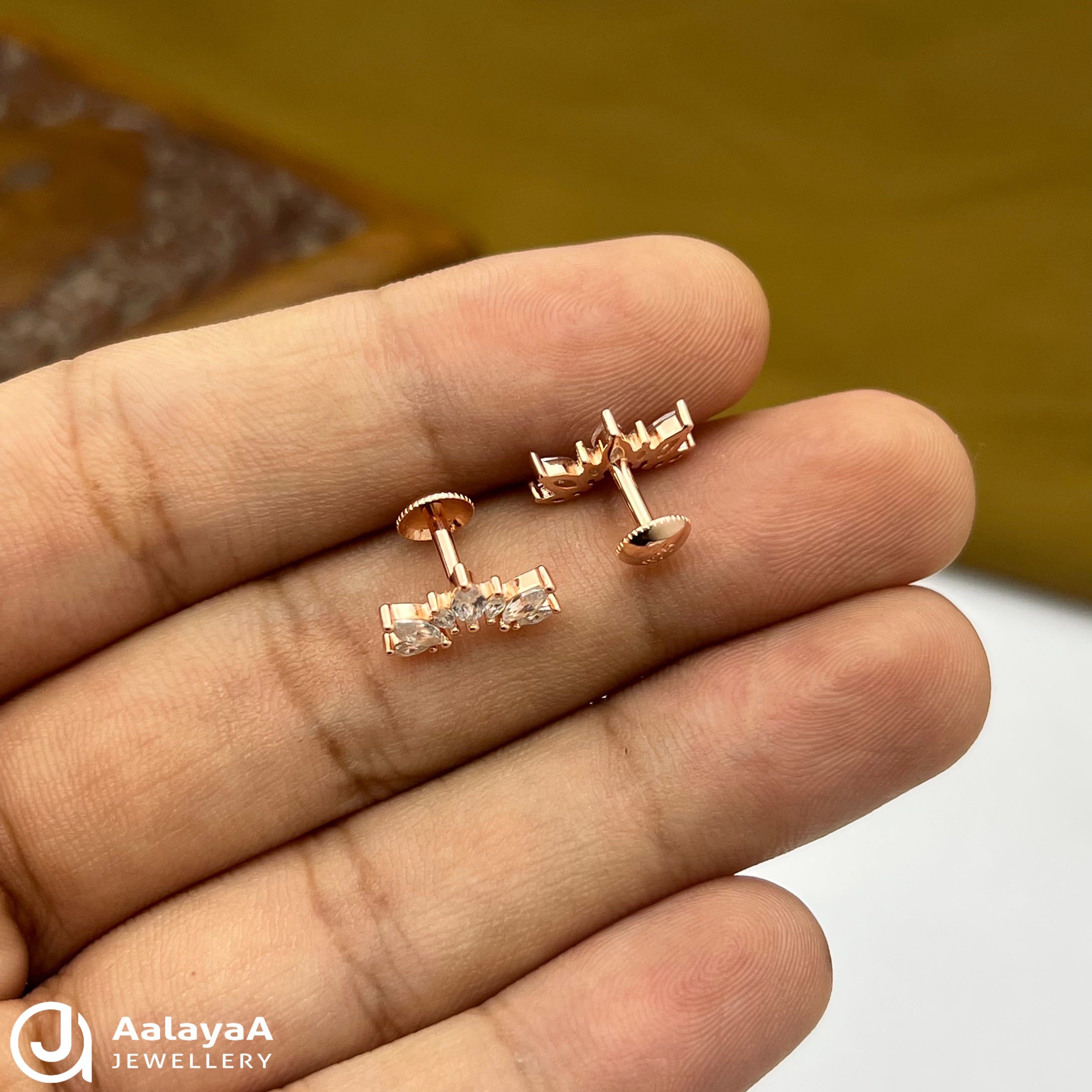 Silver Rose Gold Luxe Leaf Arc Earings