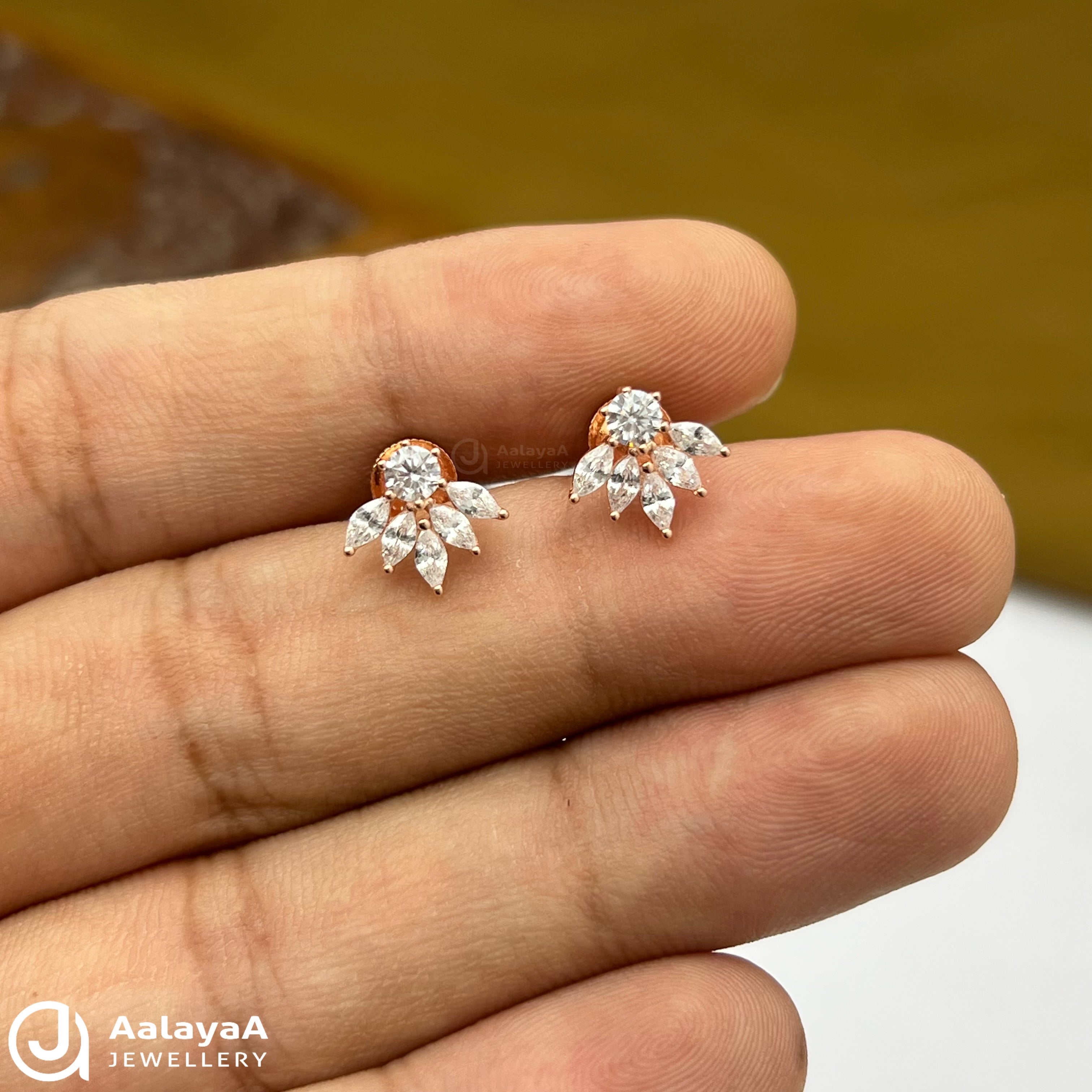 Silver Rose Gold Sunburst Bloom Earings