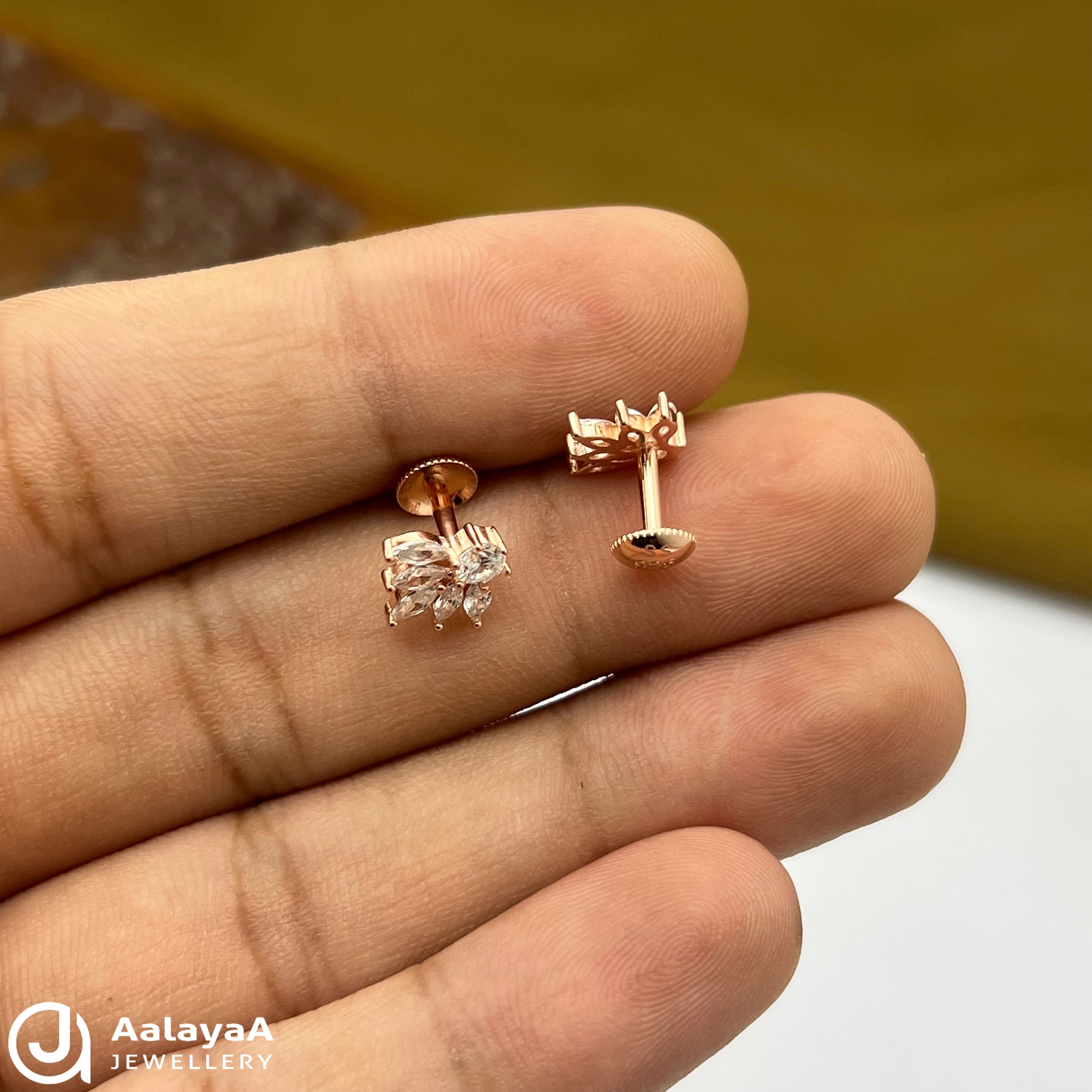 Silver Rose Gold Sunburst Bloom Earings