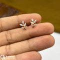 Silver Rose Gold Leaf Sparck Earings