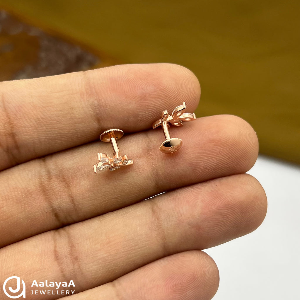 Silver Rose Gold Leaf Sparck Earings