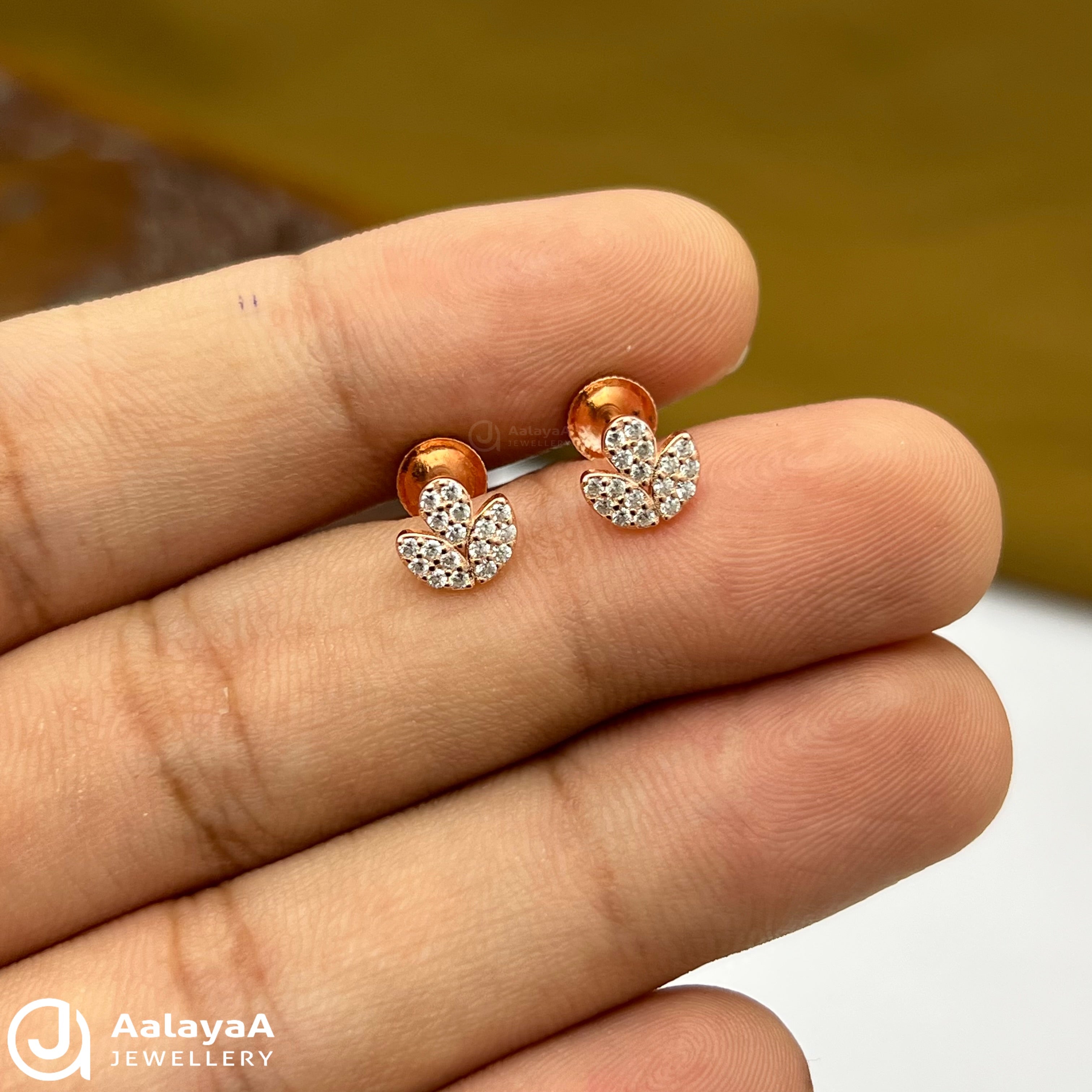 Silver Rose Gold Tiny Leaf Earings