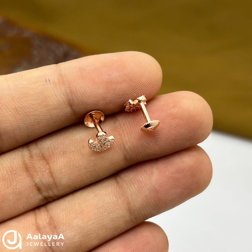 Silver Rose Gold Tiny Leaf Earings