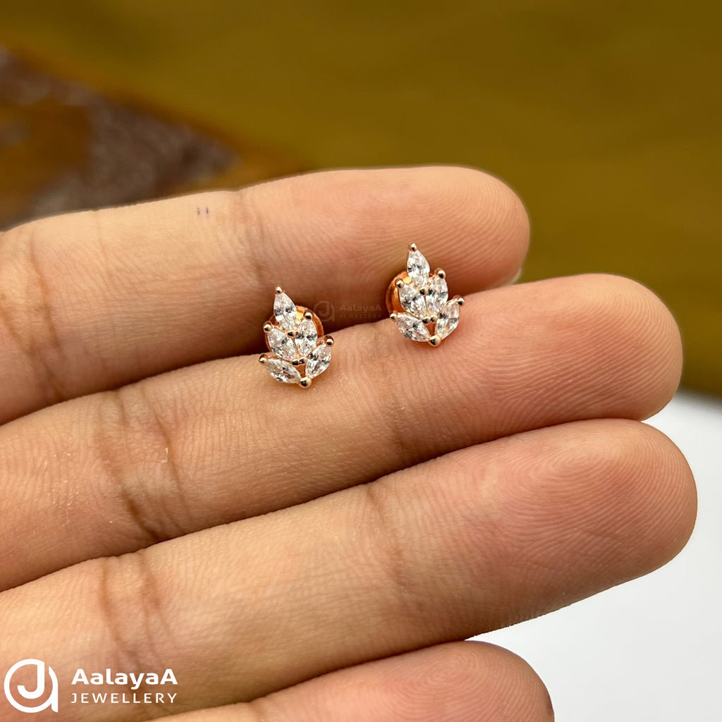 Silver Rose Gold Neem Leaf Earings