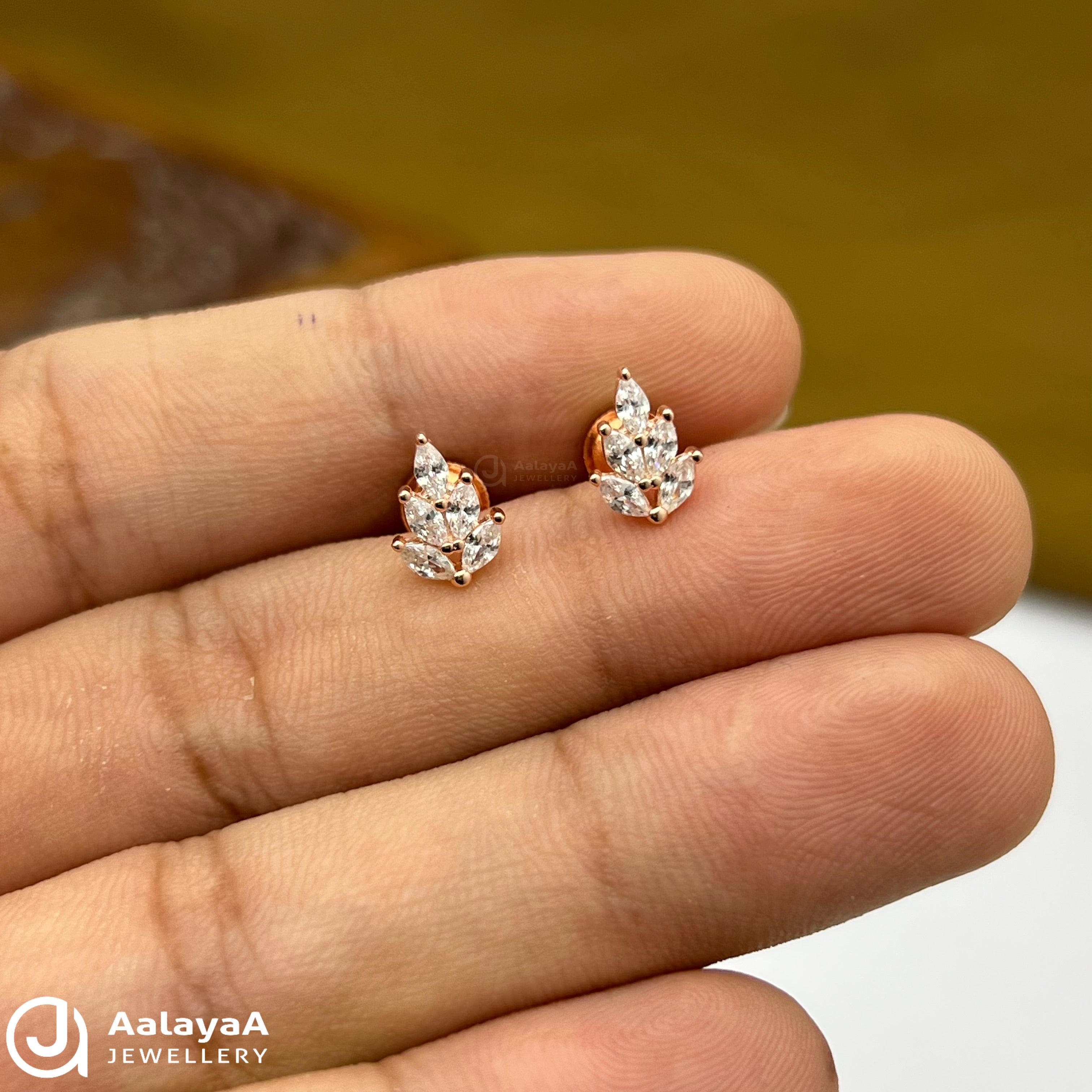Silver Rose Gold Neem Leaf Earings