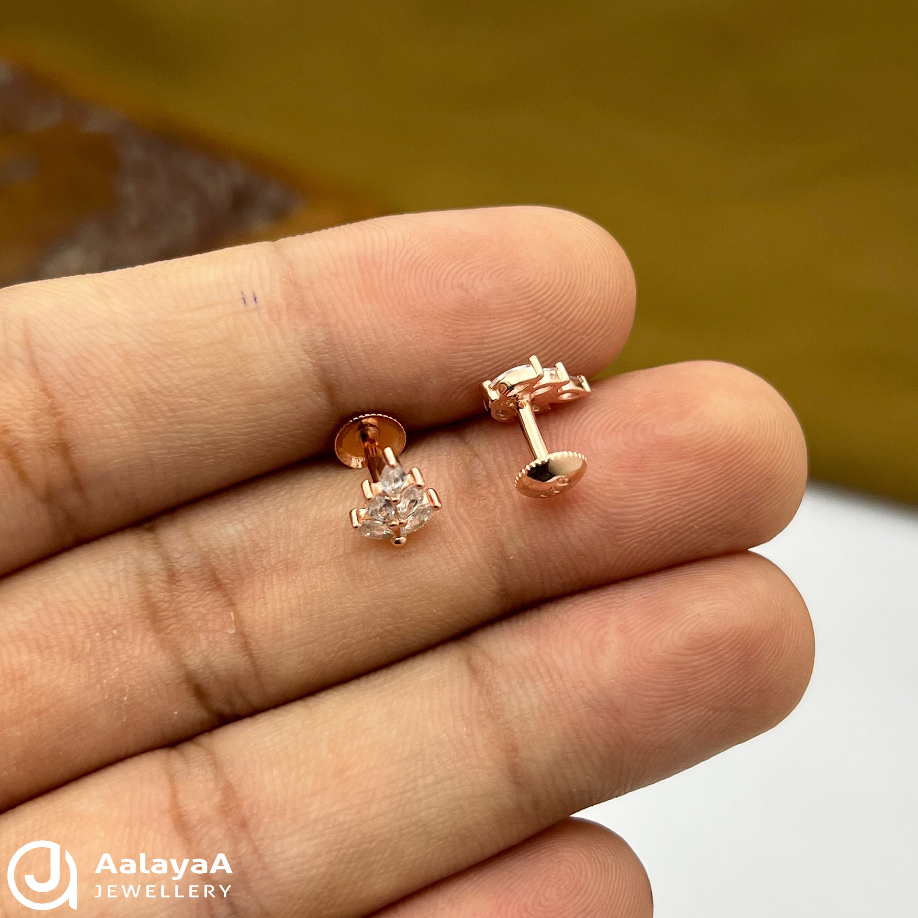 Silver Rose Gold Neem Leaf Earings
