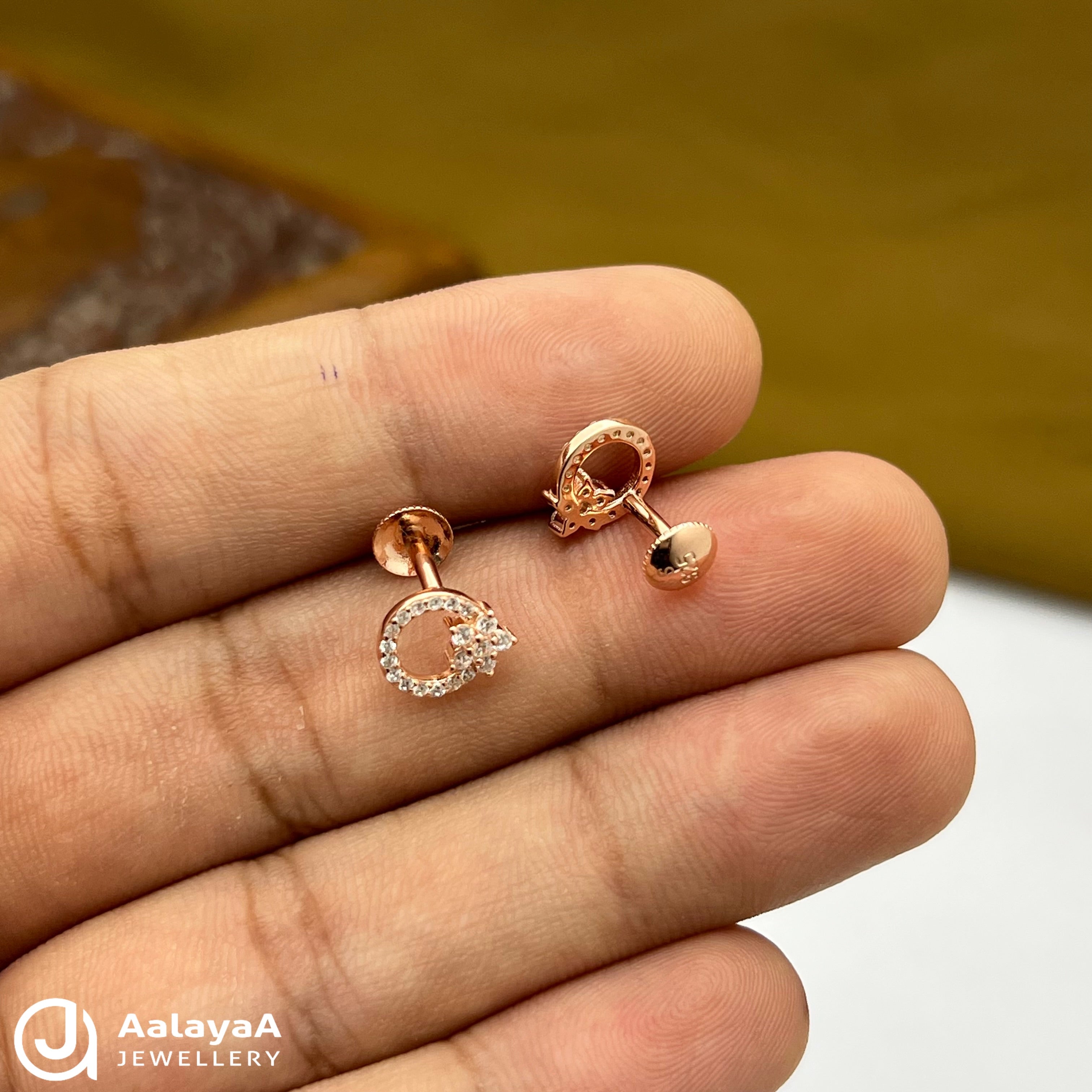 Silver Rose Gold Floral Round Earings