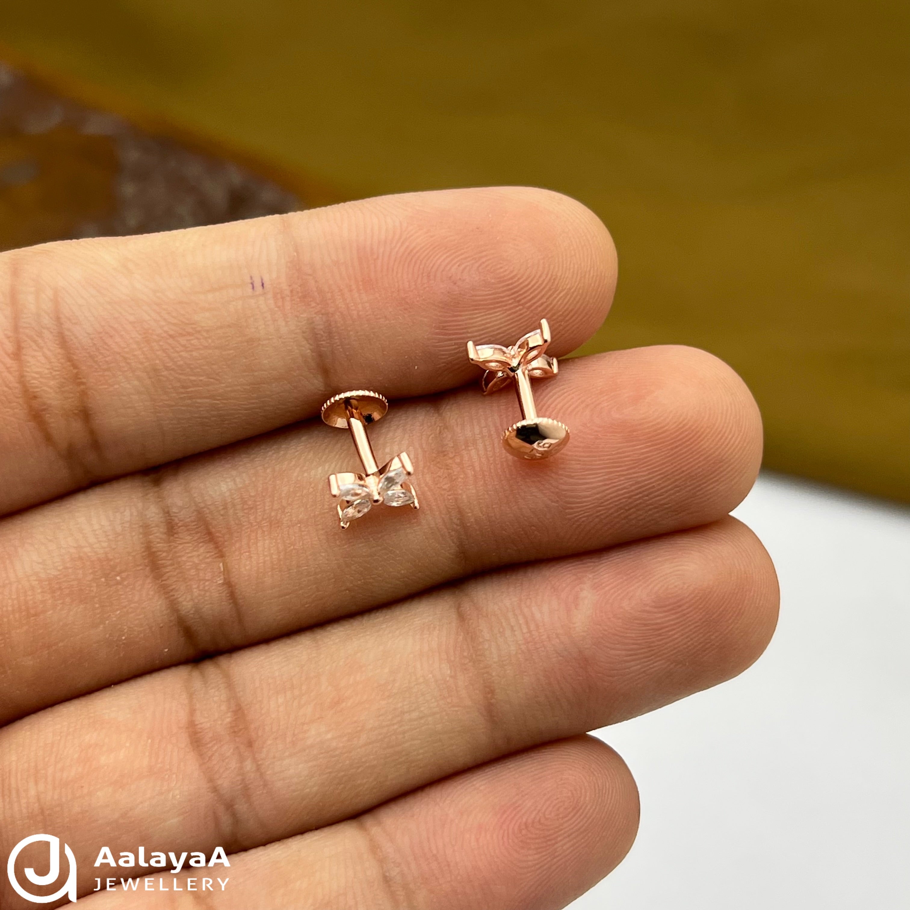 Silver Rose Gold Quad Flower Earings
