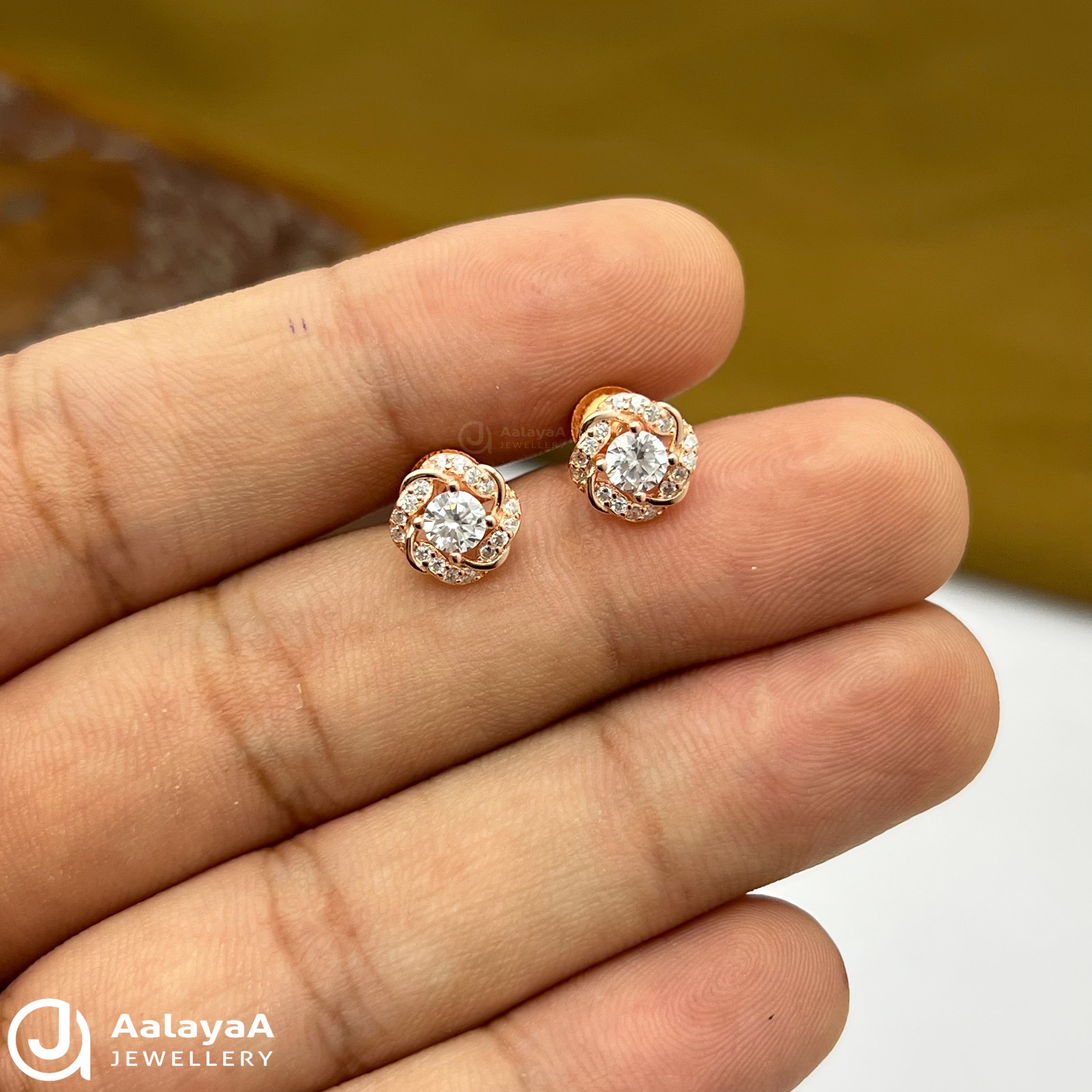 Silver Rose Gold Cushion Halo Earrings