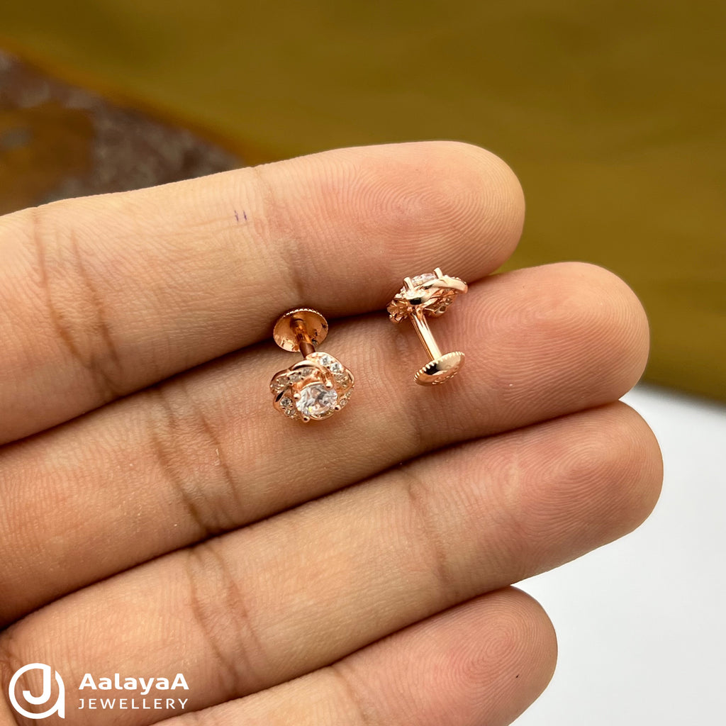 Silver Rose Gold Cushion Halo Earrings