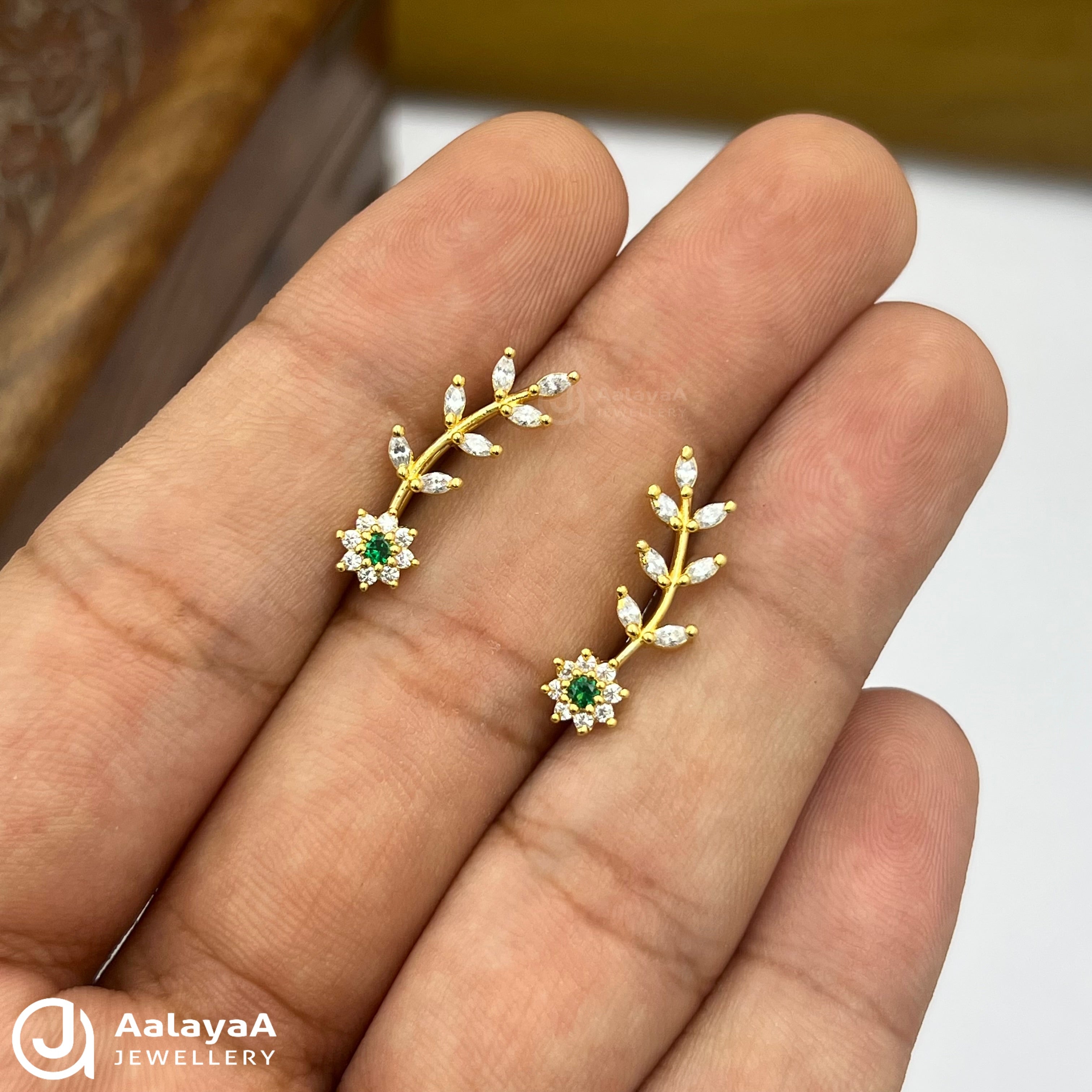 Silver Gold Plated Floral Branch Ear Cuff