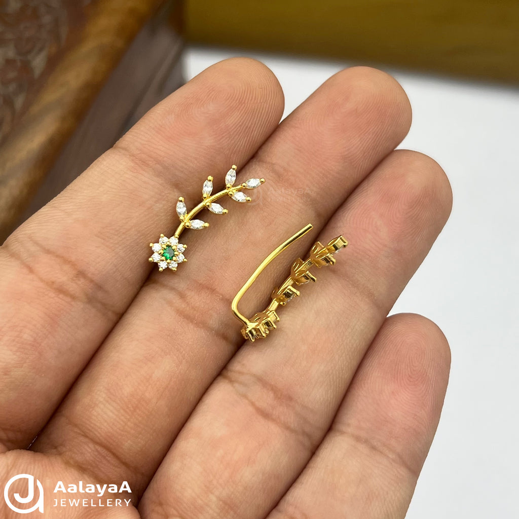 Silver Gold Plated Floral Branch Ear Cuff