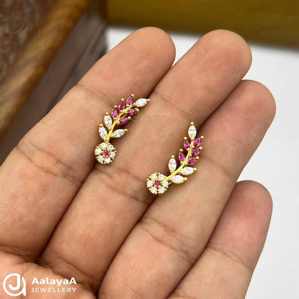 Silver Gold Plated Leaf & flower crawler Ear Cuff