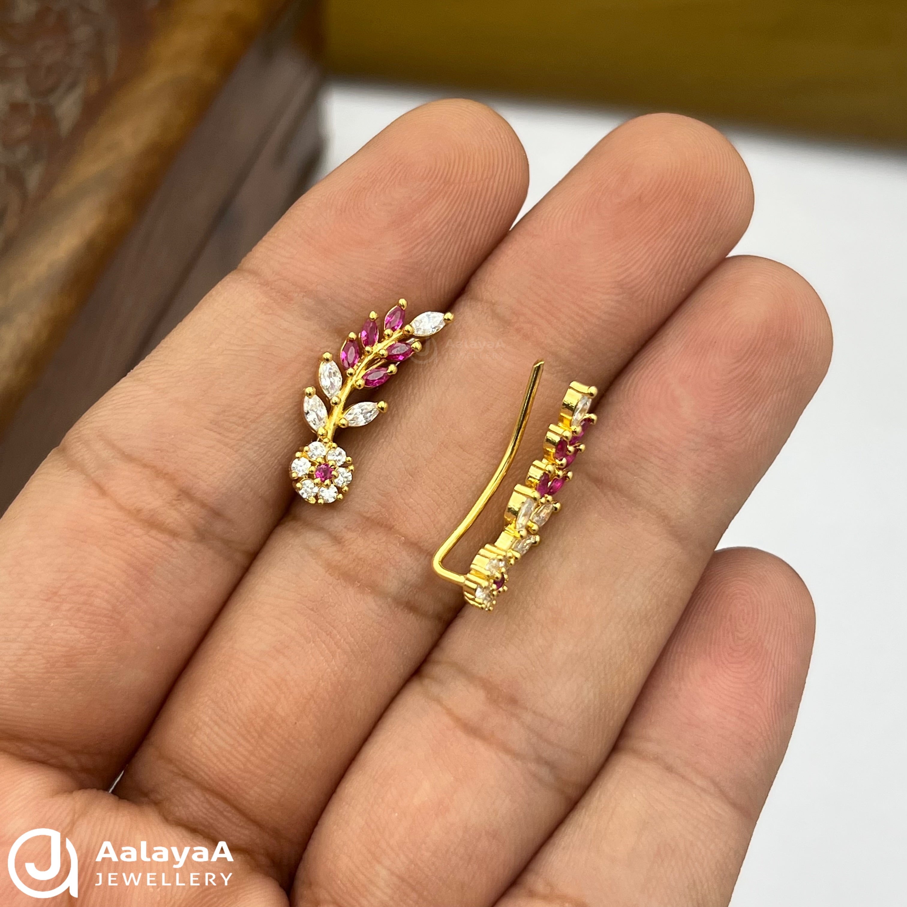 Silver Gold Plated Leaf & flower crawler Ear Cuff