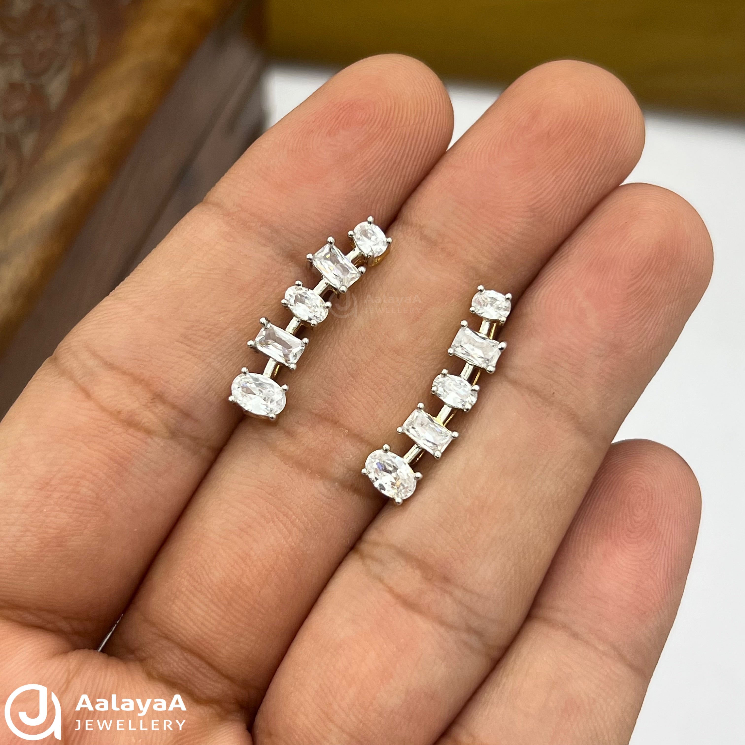 Silver Gold Plated Square stone Ear Cuff