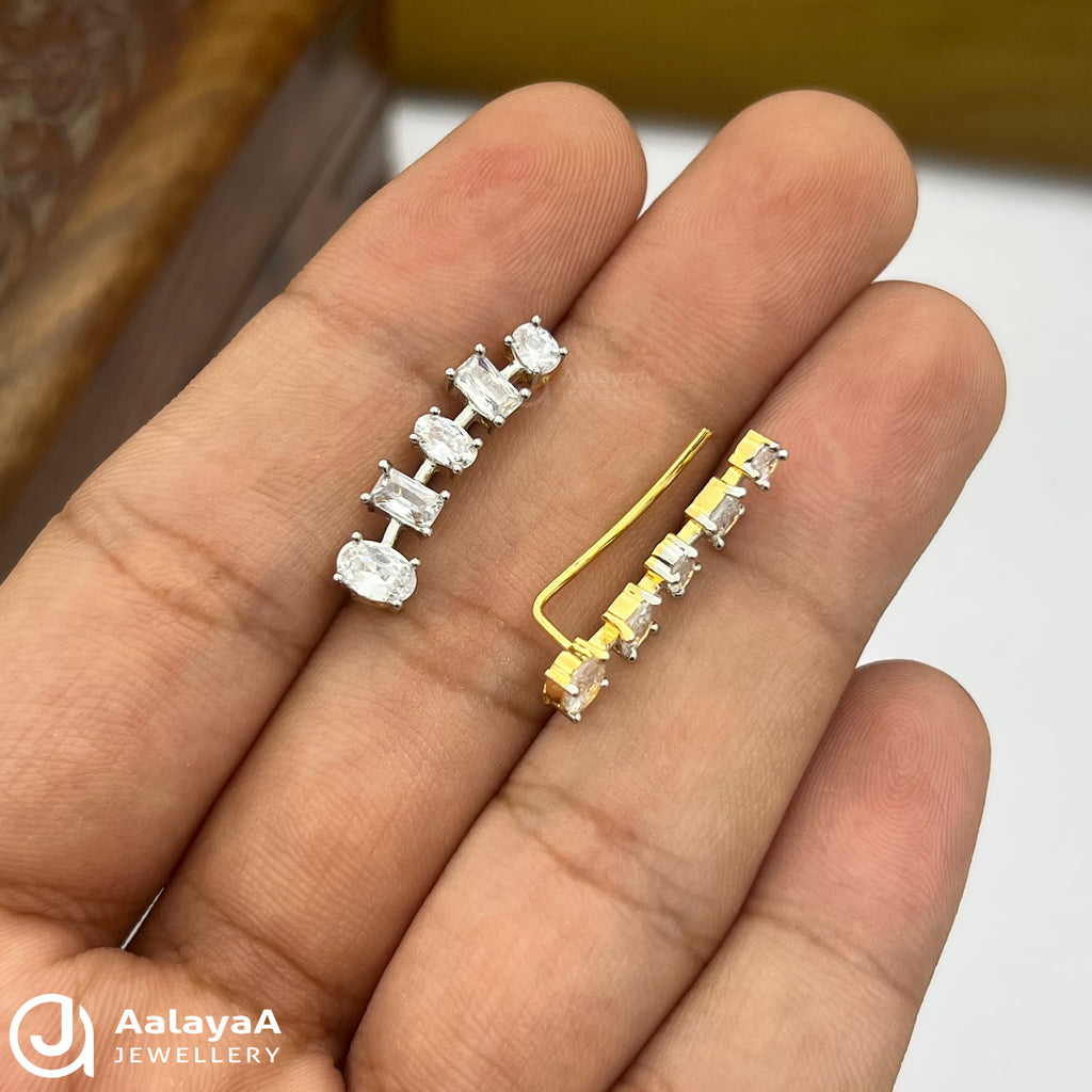 Silver Gold Plated Square stone Ear Cuff