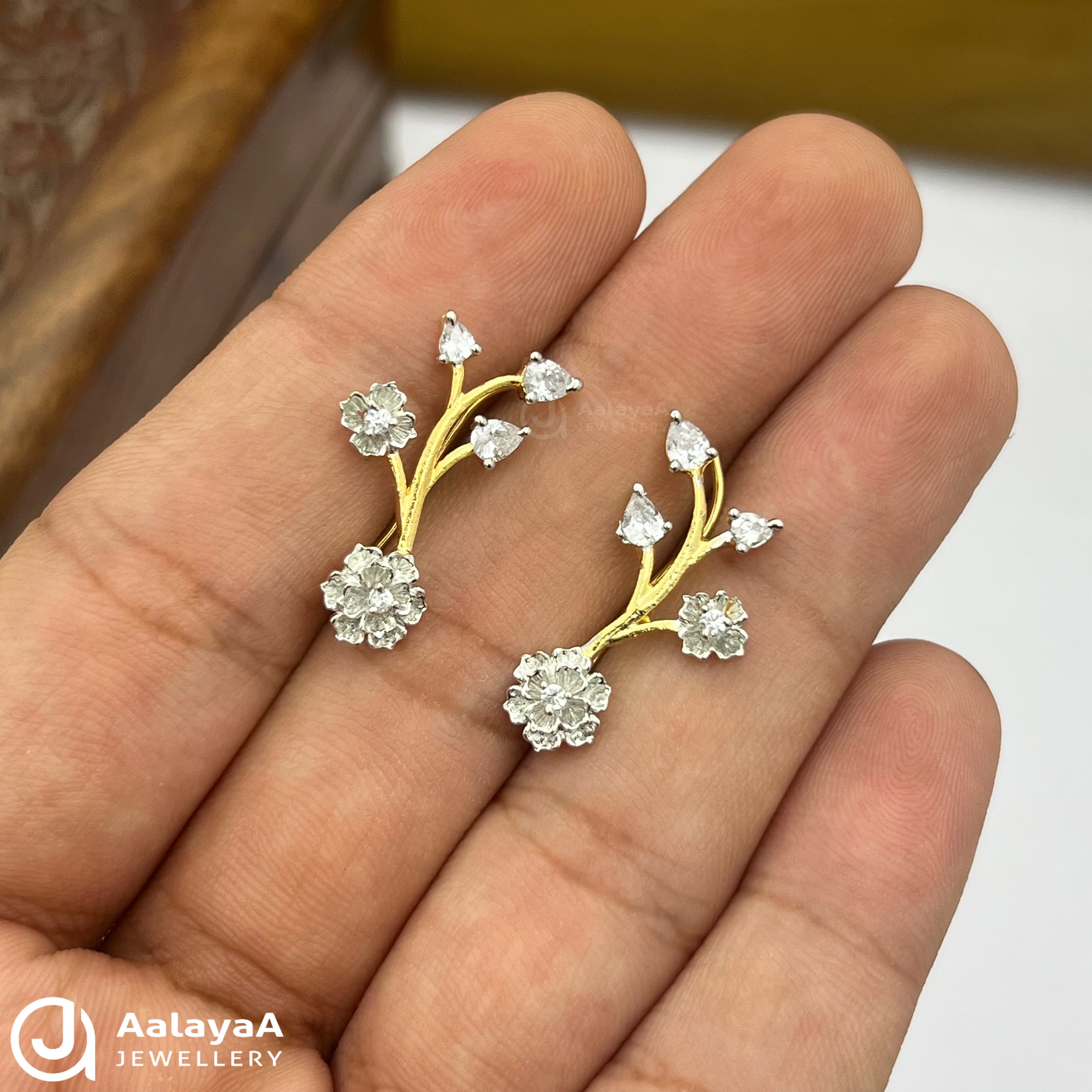 Silver Gold Plated Leaf and flower Ear Cuff