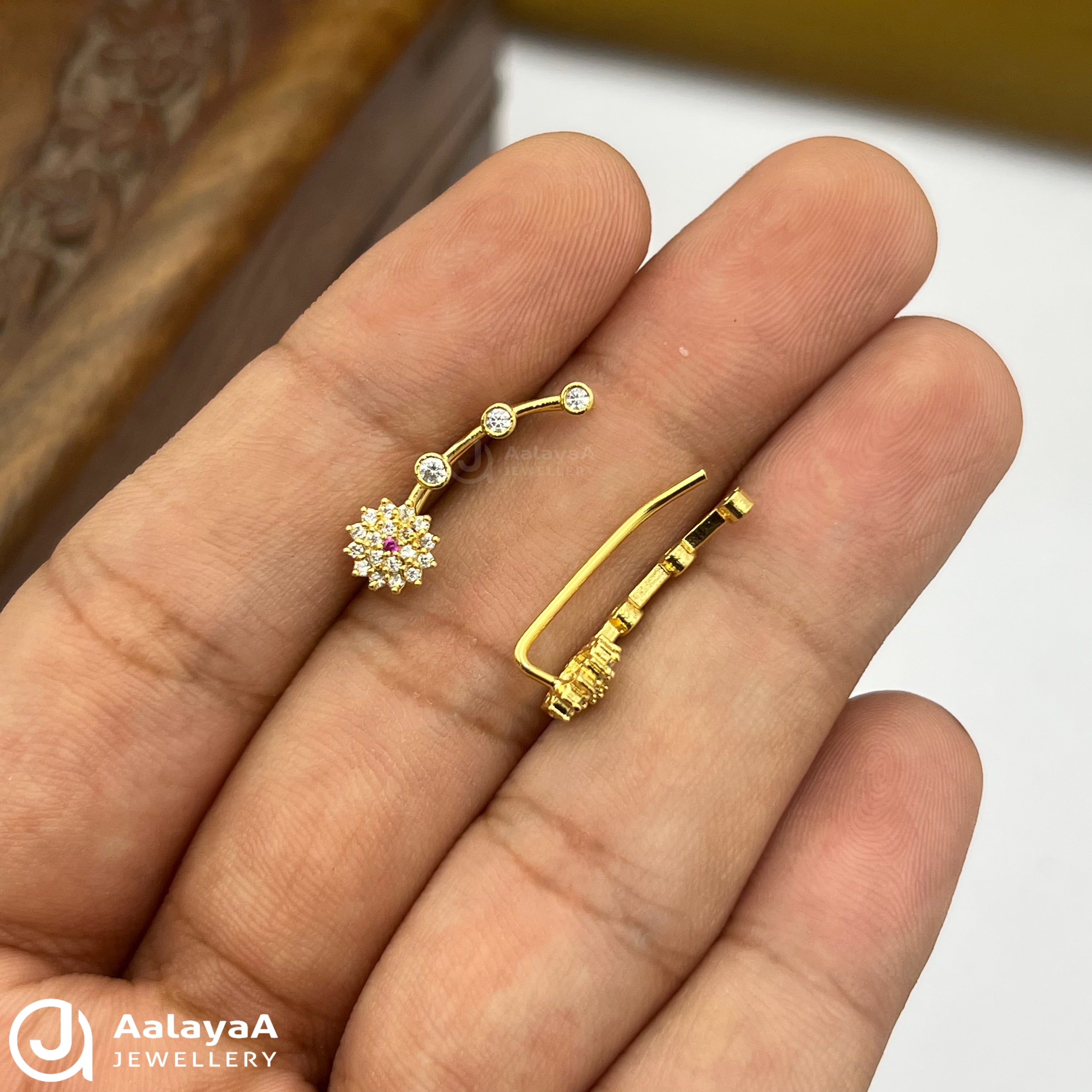 Silver Gold Plated Flora Trail Ear Cuff