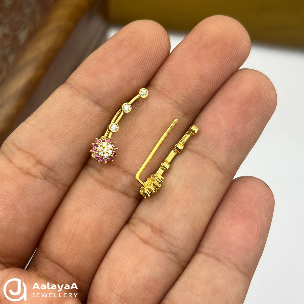 Silver Gold Plated Flower Drop Earing