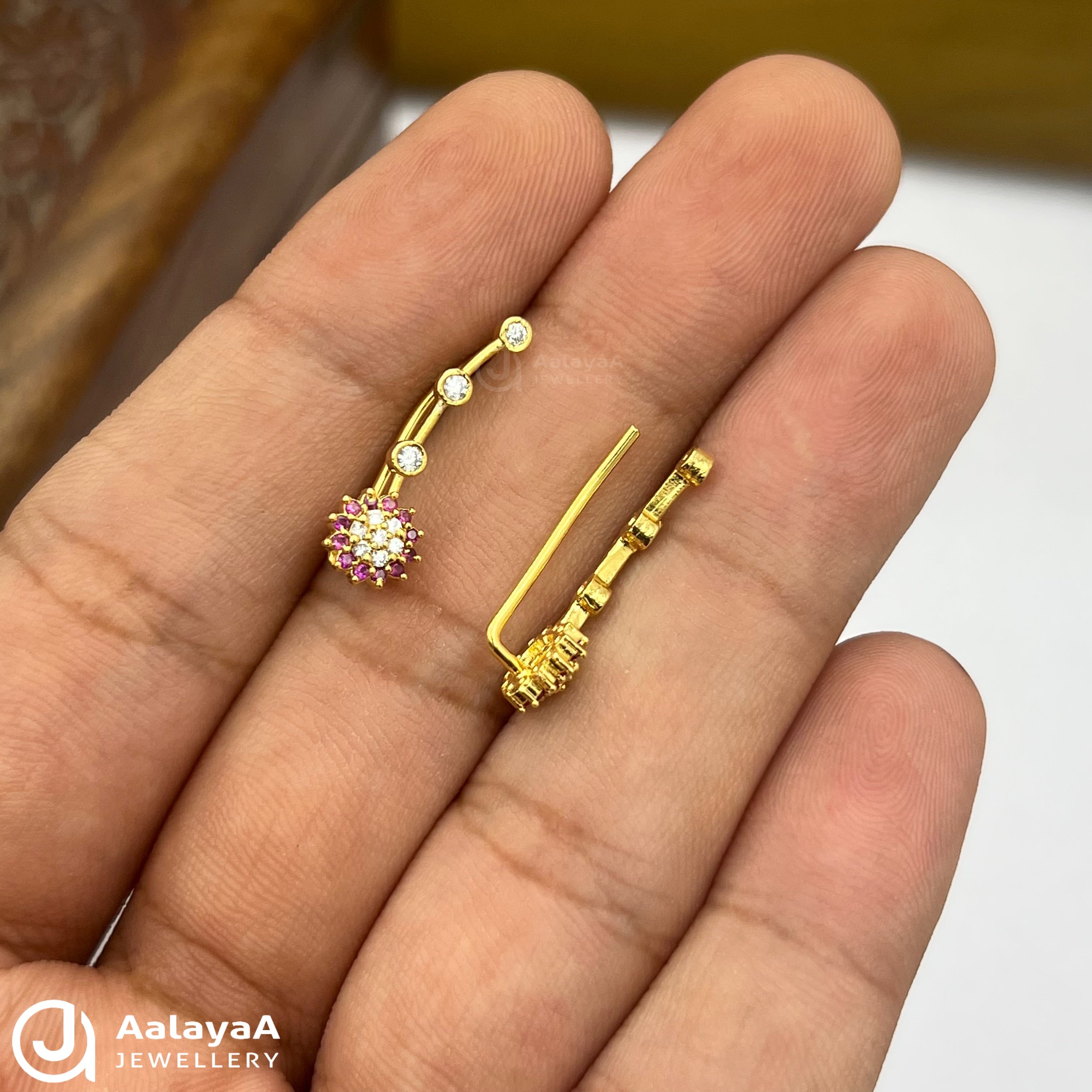 Silver Gold Plated Flower Drop Earing